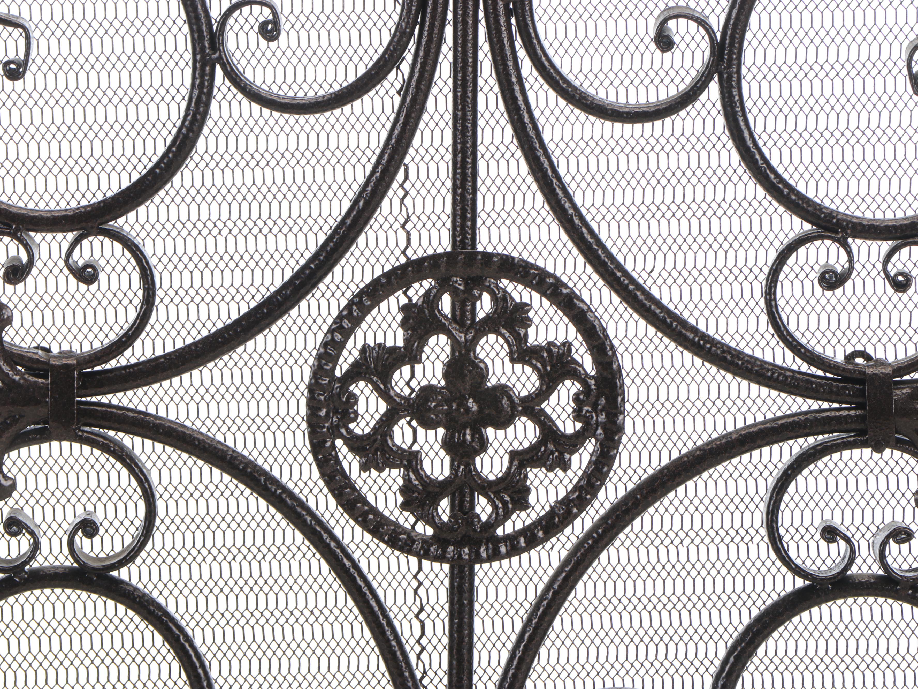 Art Nouveau Style Scrolled Metal Fireplace Screen