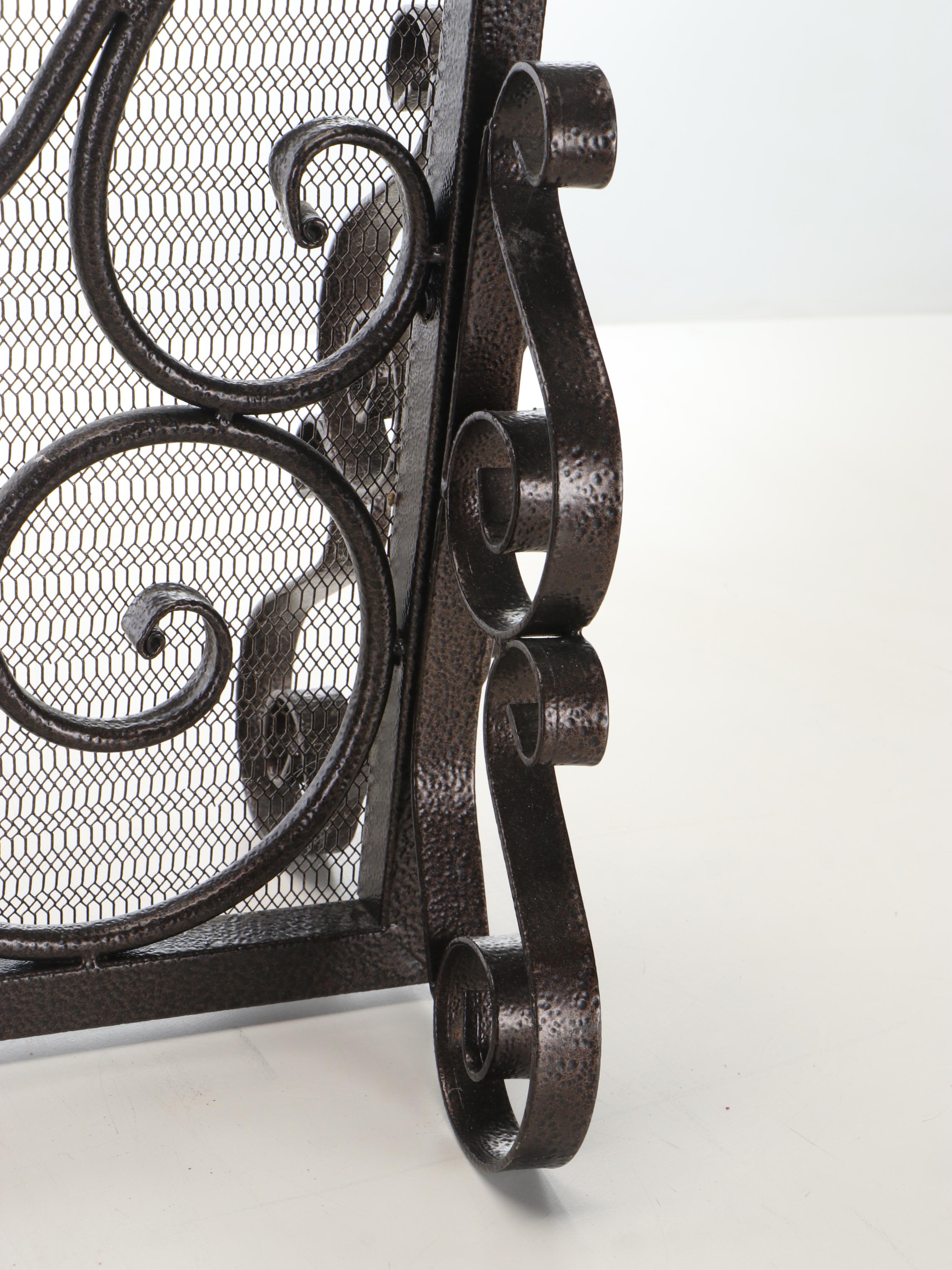 Art Nouveau Style Scrolled Metal Fireplace Screen