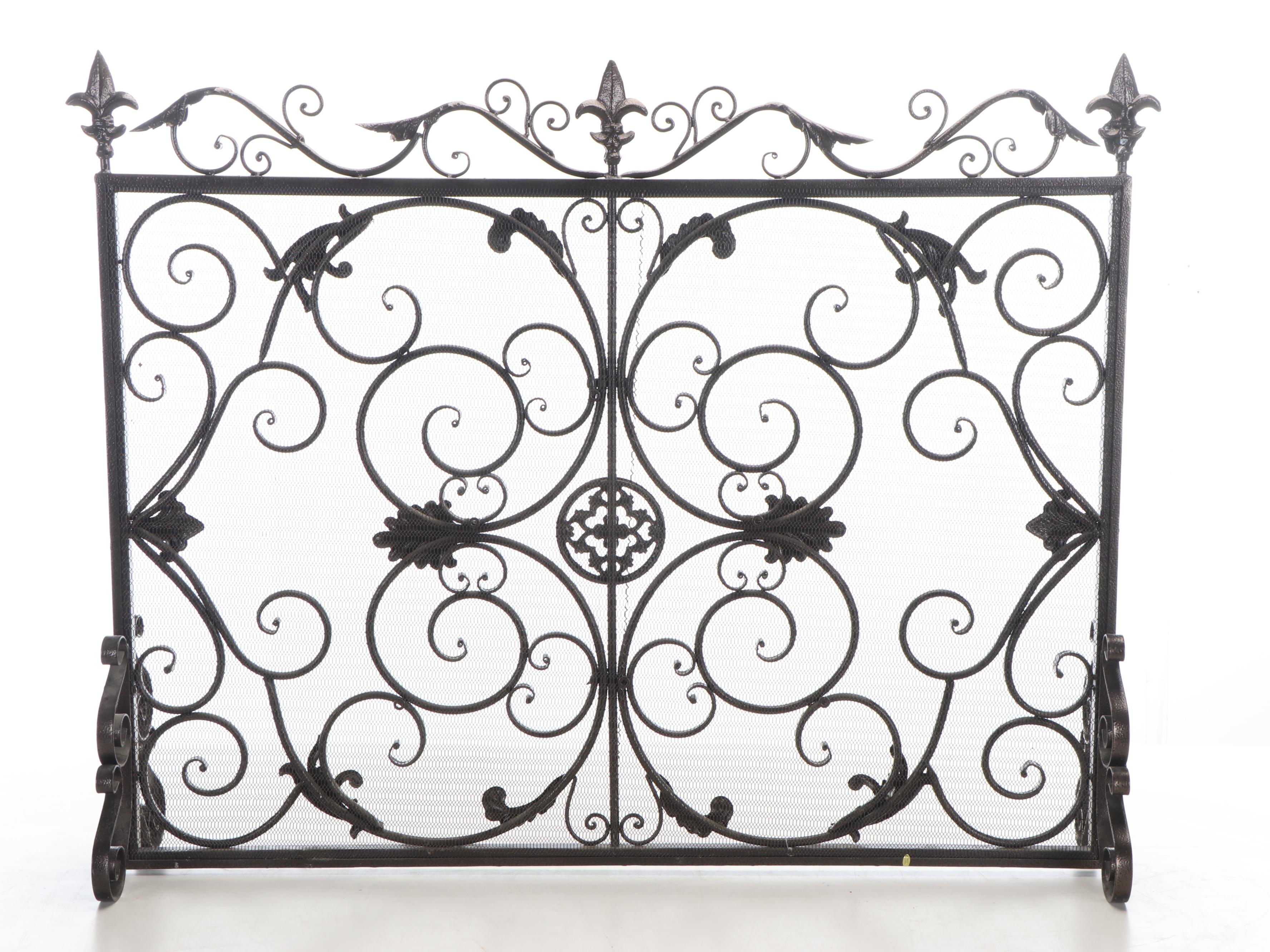 Art Nouveau Style Scrolled Metal Fireplace Screen