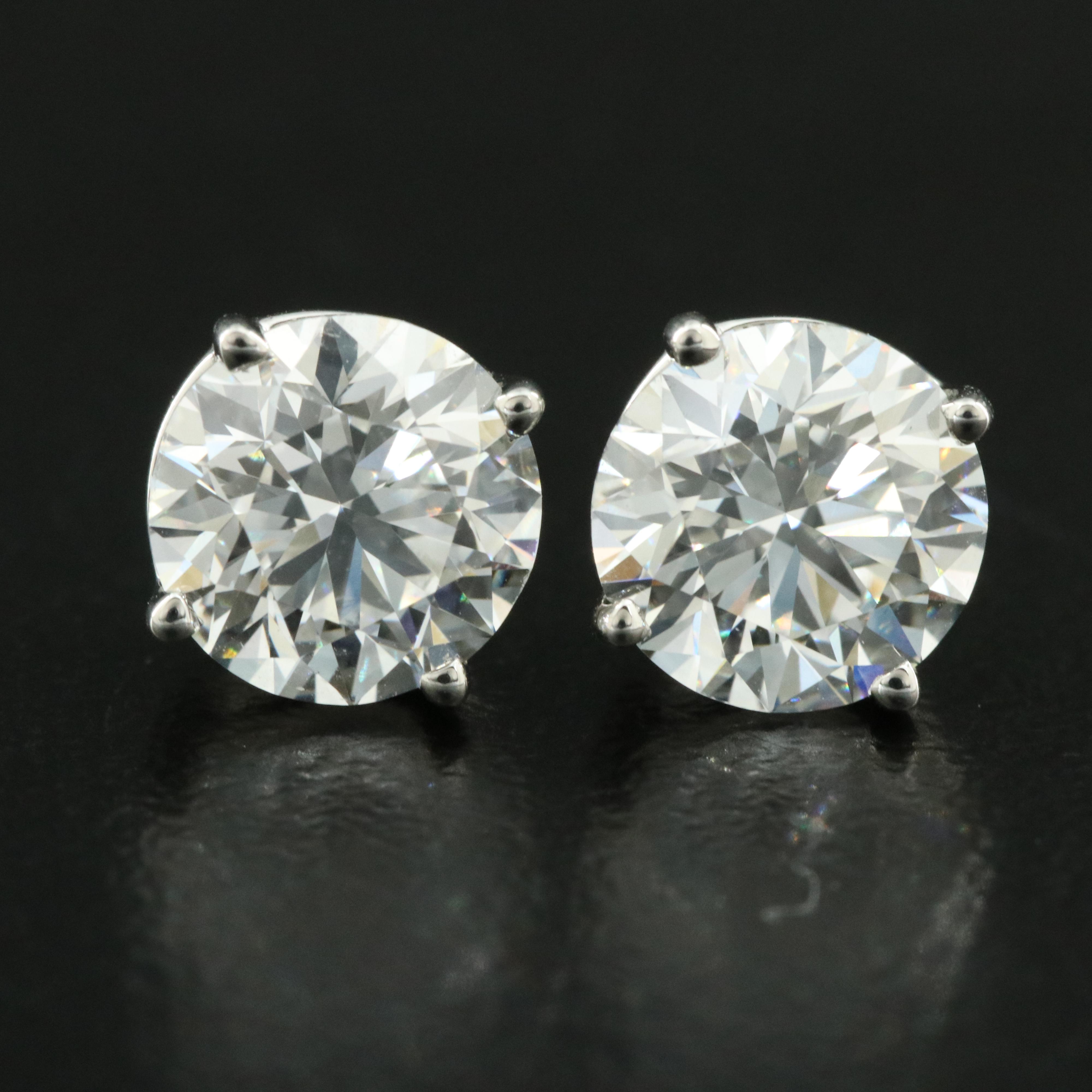 Platinum 2.94 CTW Lab Grown Diamond Stud Earrings with IGI Reports