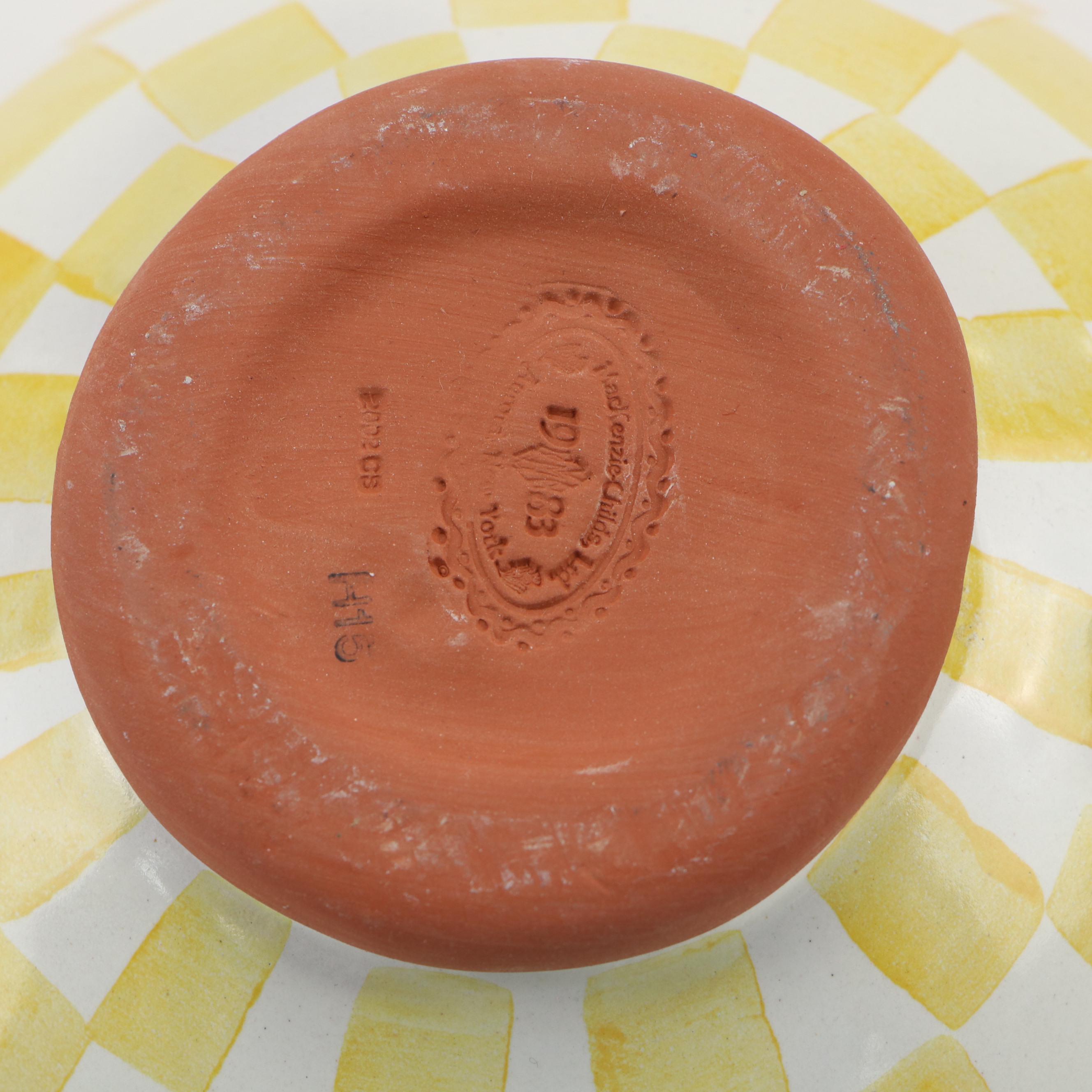 MacKenzie-Childs Hand-Painted Yellow and White Check Tea Set, 2002