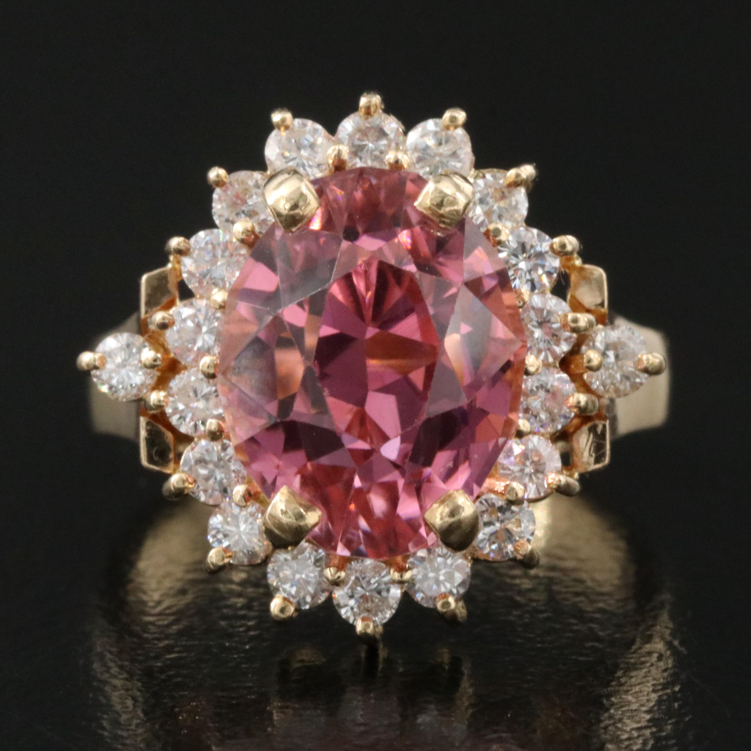 14K 6.38 CT Tourmaline and Diamond Ring