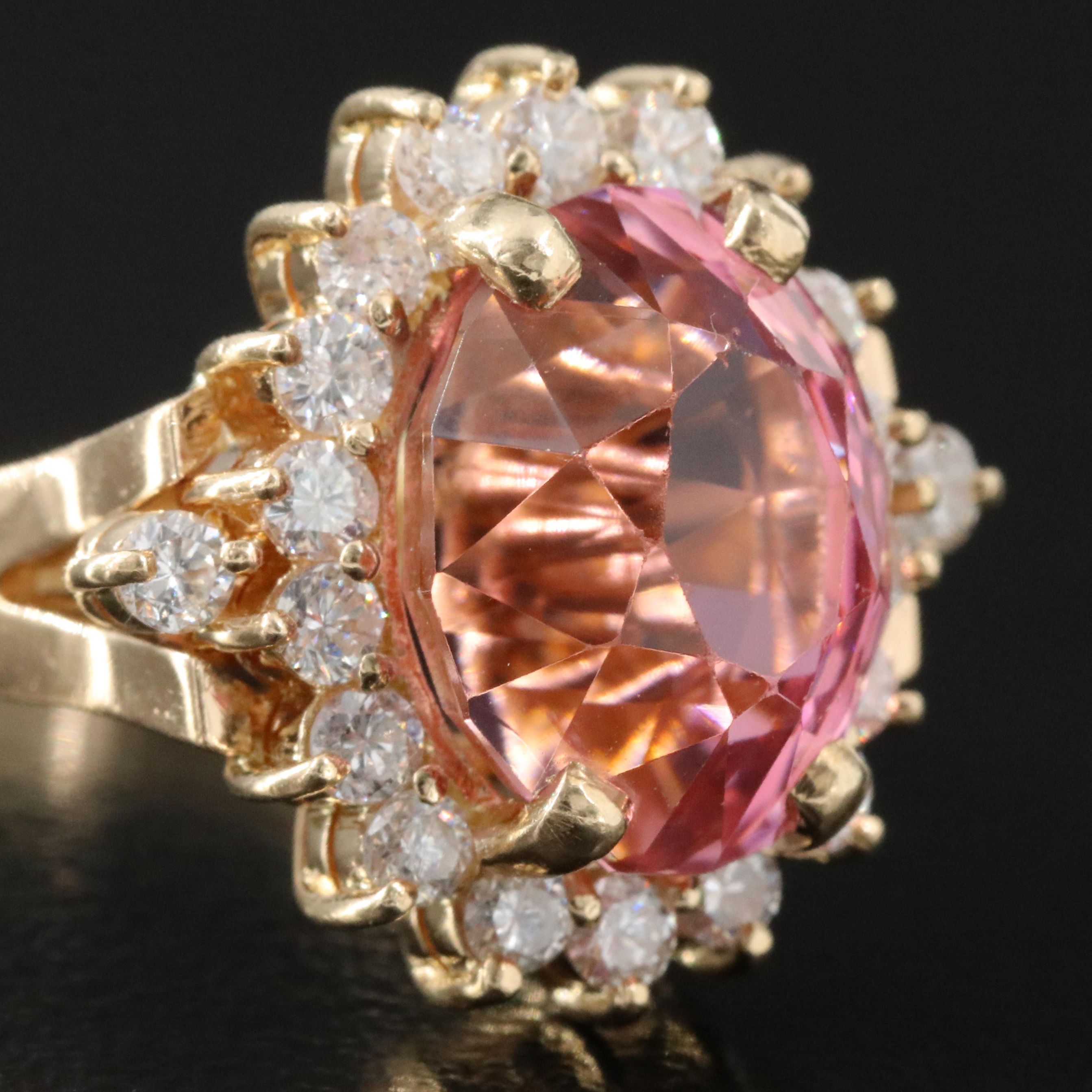 14K 6.38 CT Tourmaline and Diamond Ring
