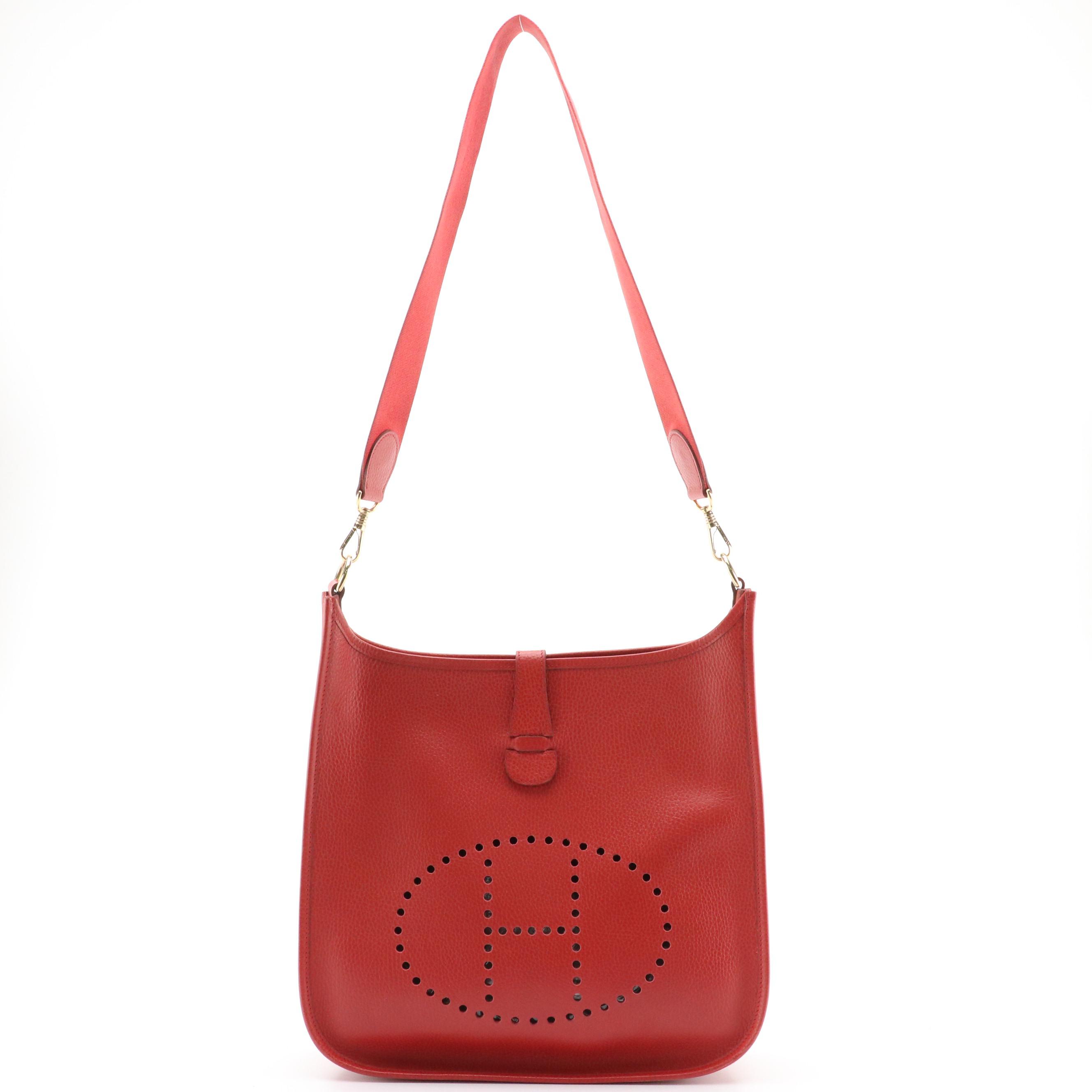 Hermès Evelyne Gen 1 GM Crossbody in Rouge Clemence Leather