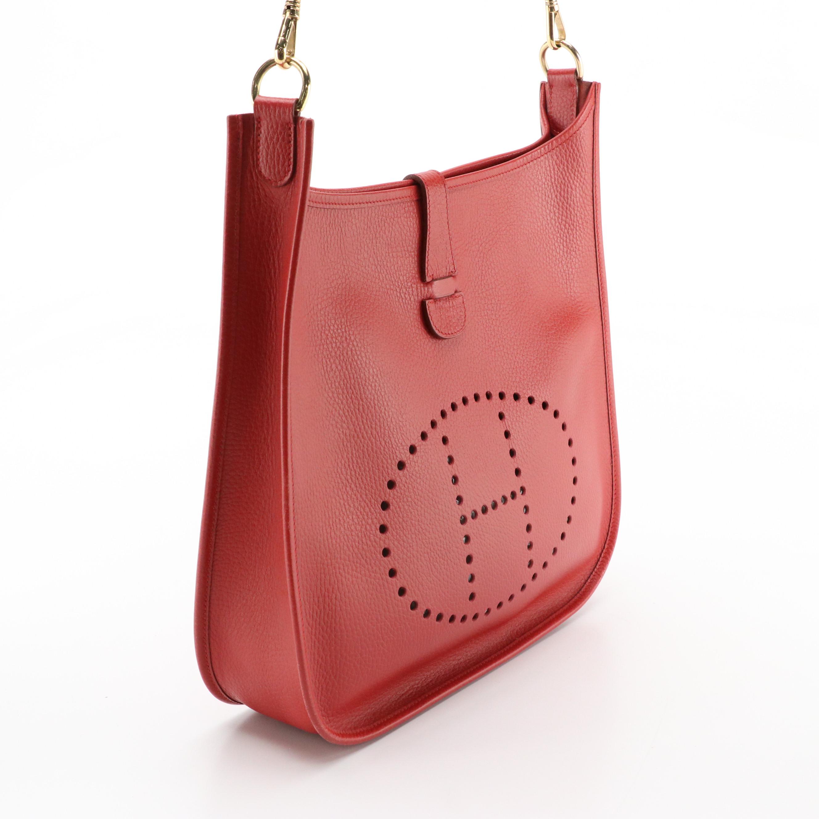 Hermès Evelyne Gen 1 GM Crossbody in Rouge Clemence Leather