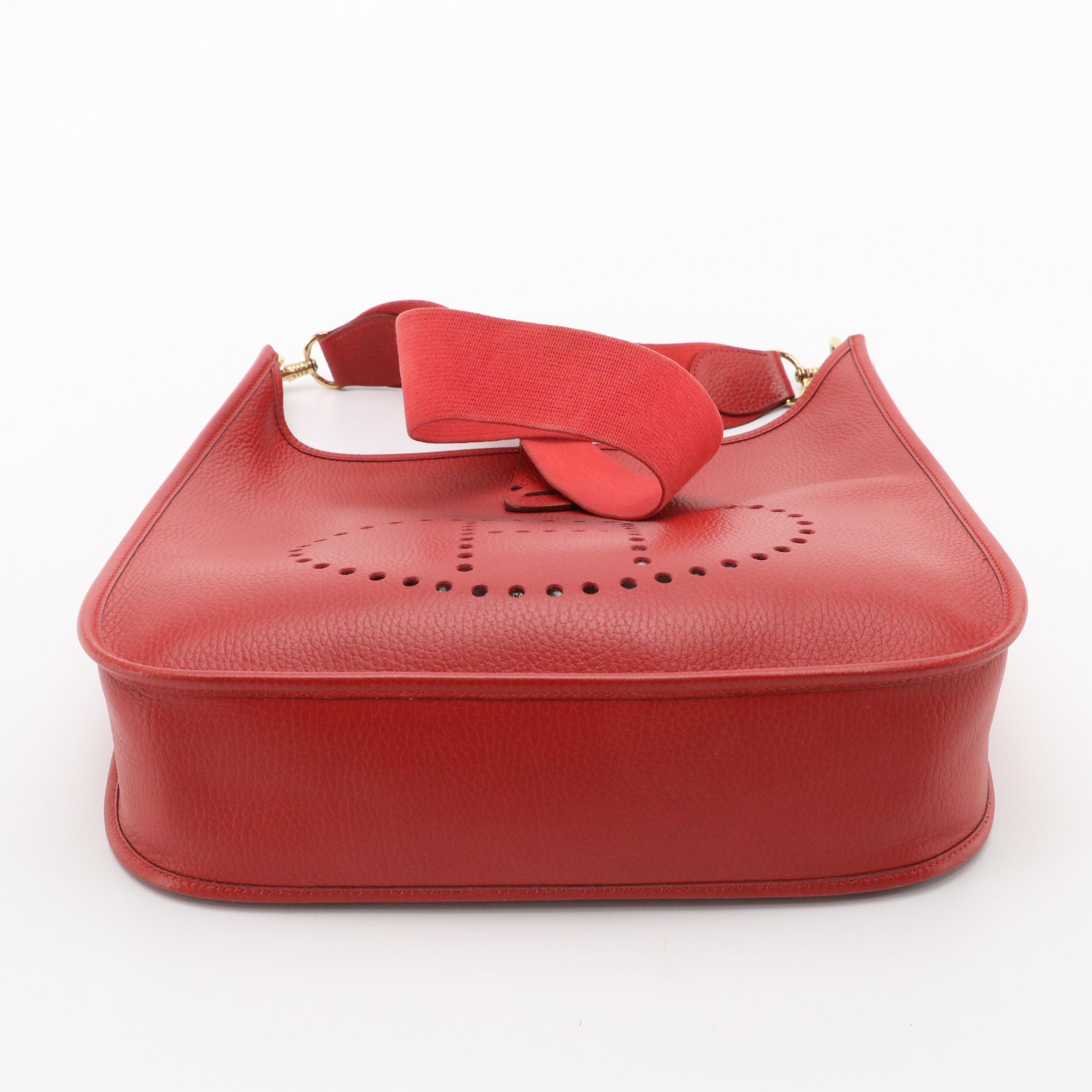 Hermès Evelyne Gen 1 GM Crossbody in Rouge Clemence Leather