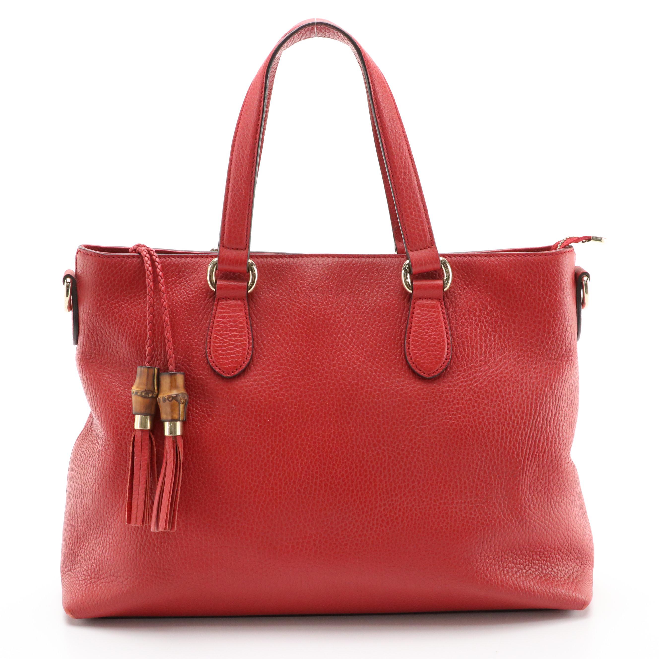 Gucci Bamboo Tassel Two-Way Bag in Grained Leather