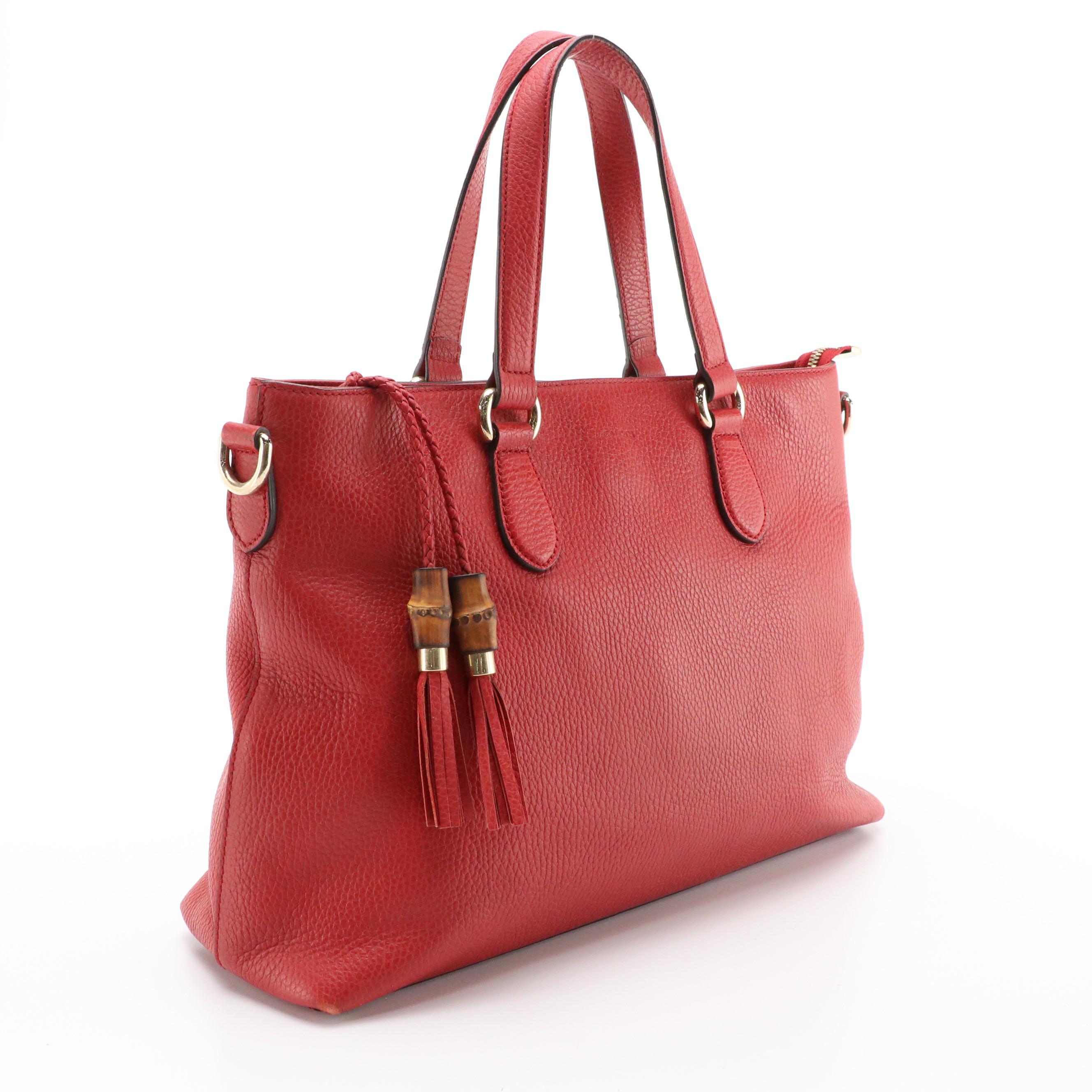 Gucci Bamboo Tassel Two-Way Bag in Grained Leather