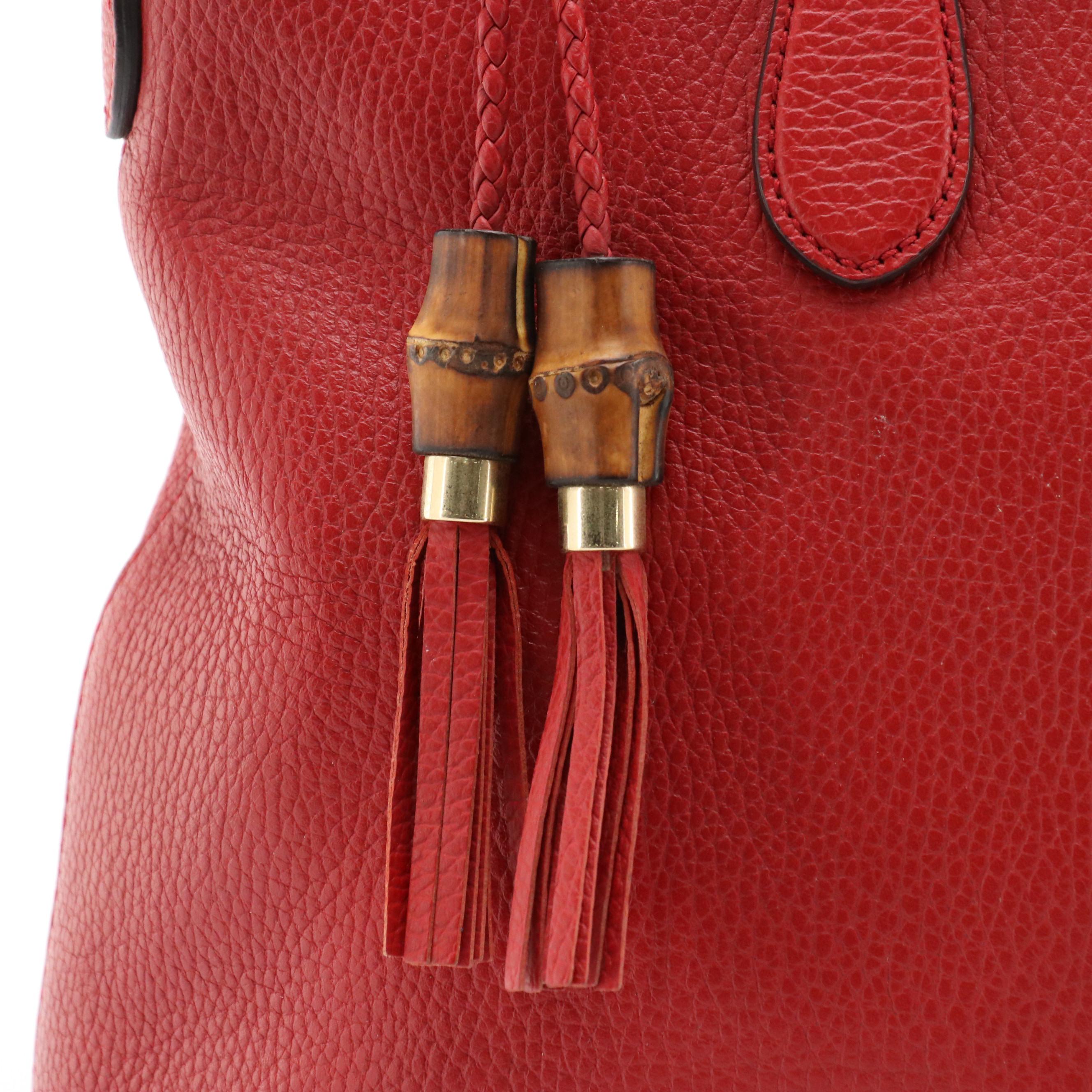 Gucci Bamboo Tassel Two-Way Bag in Grained Leather