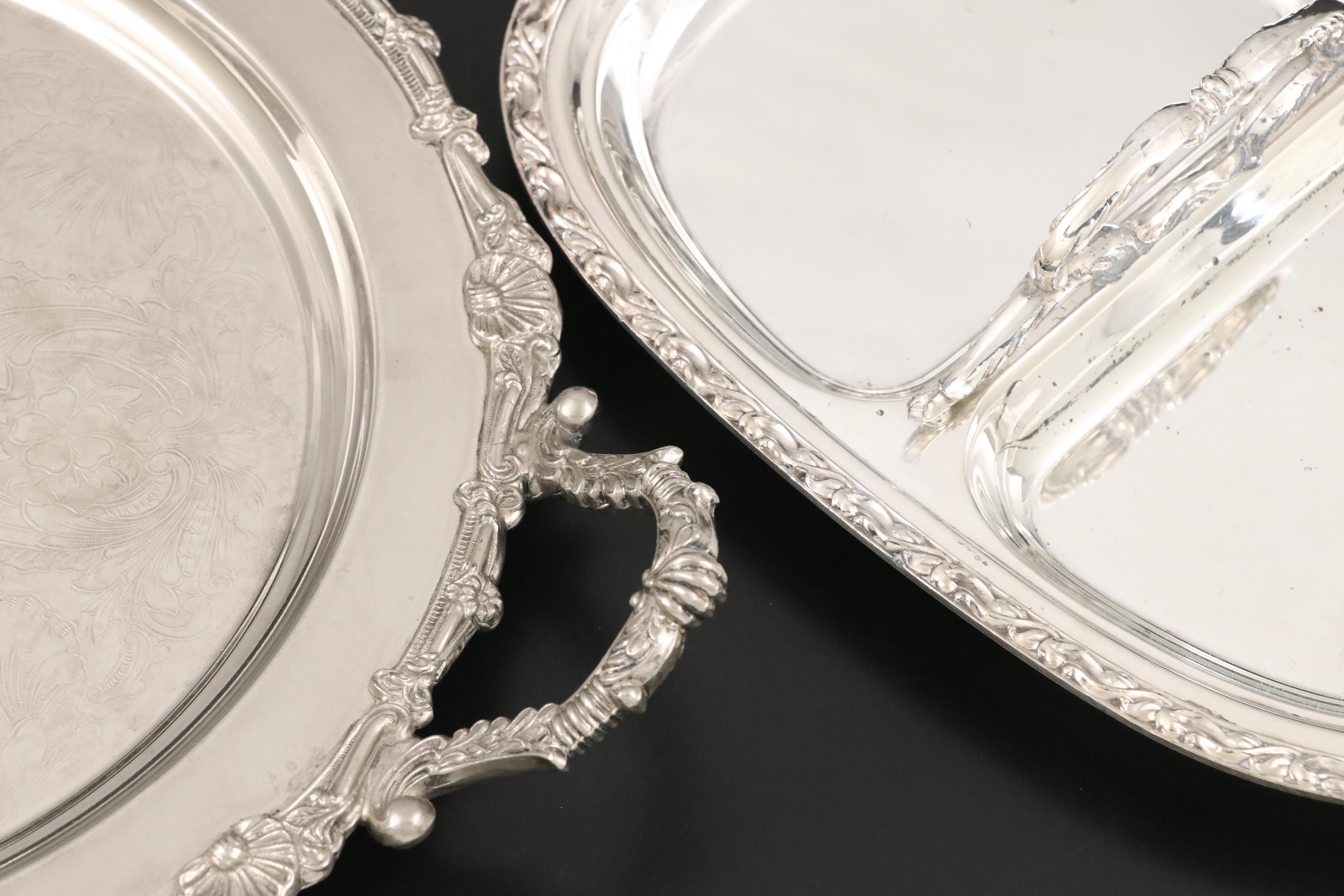 Wm. A. Rogers Silver Plate Tray with Samovar and Other Tea and Coffee Sets