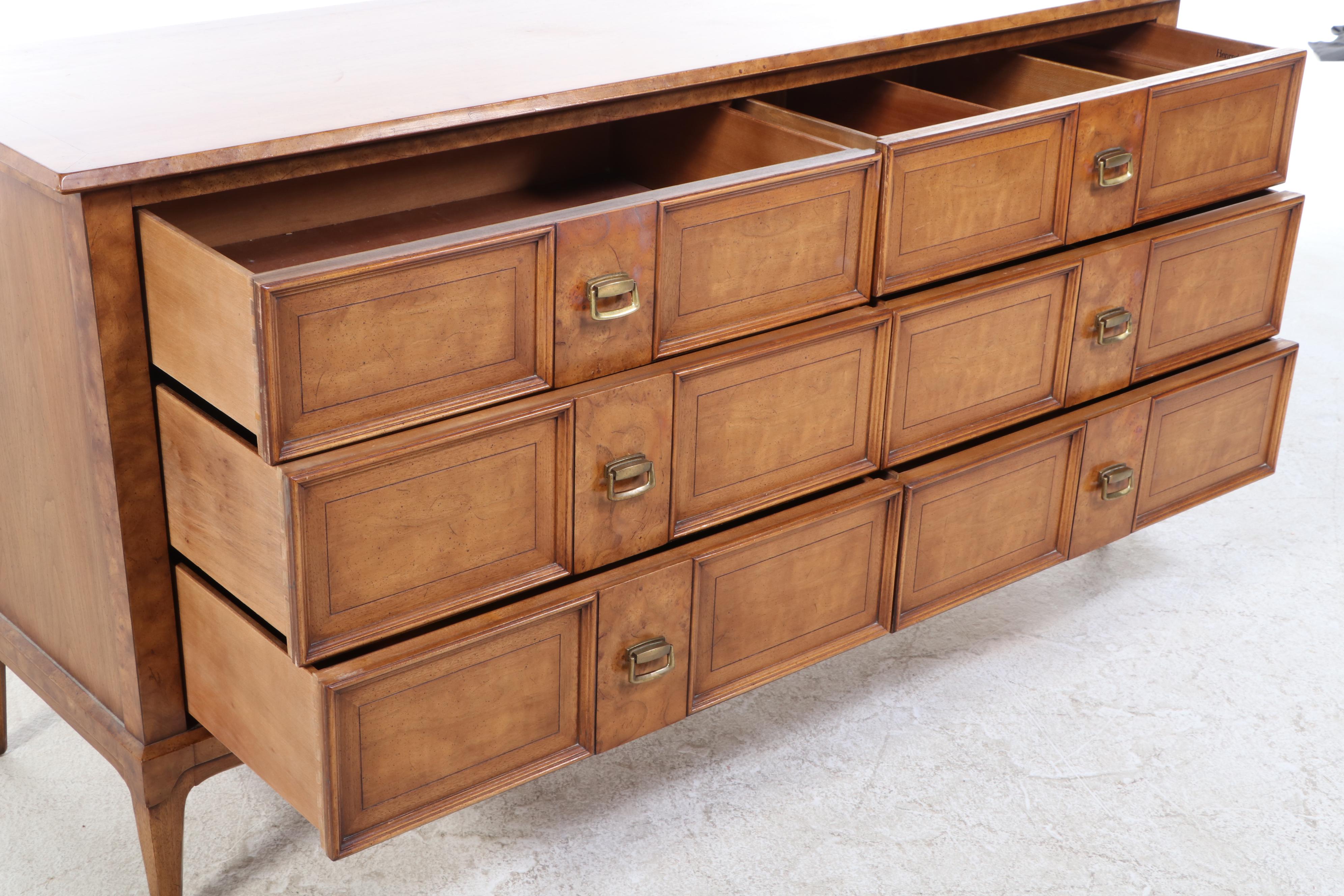 Henredon "Sequent" Walnut and Burlwood-Crossbanded Six-Drawer Dresser