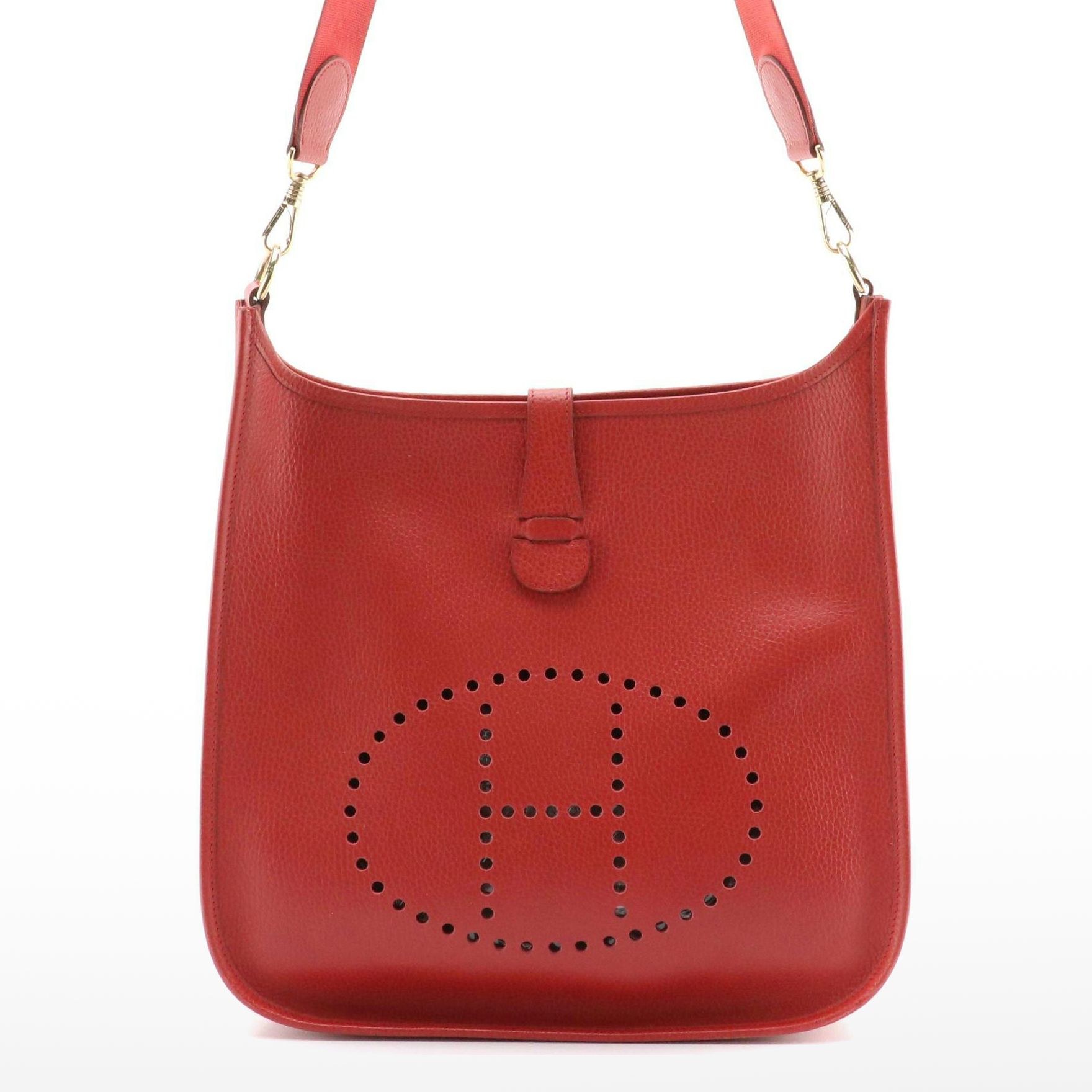 Hermès Evelyne Gen 1 GM Crossbody in Rouge Clemence Leather