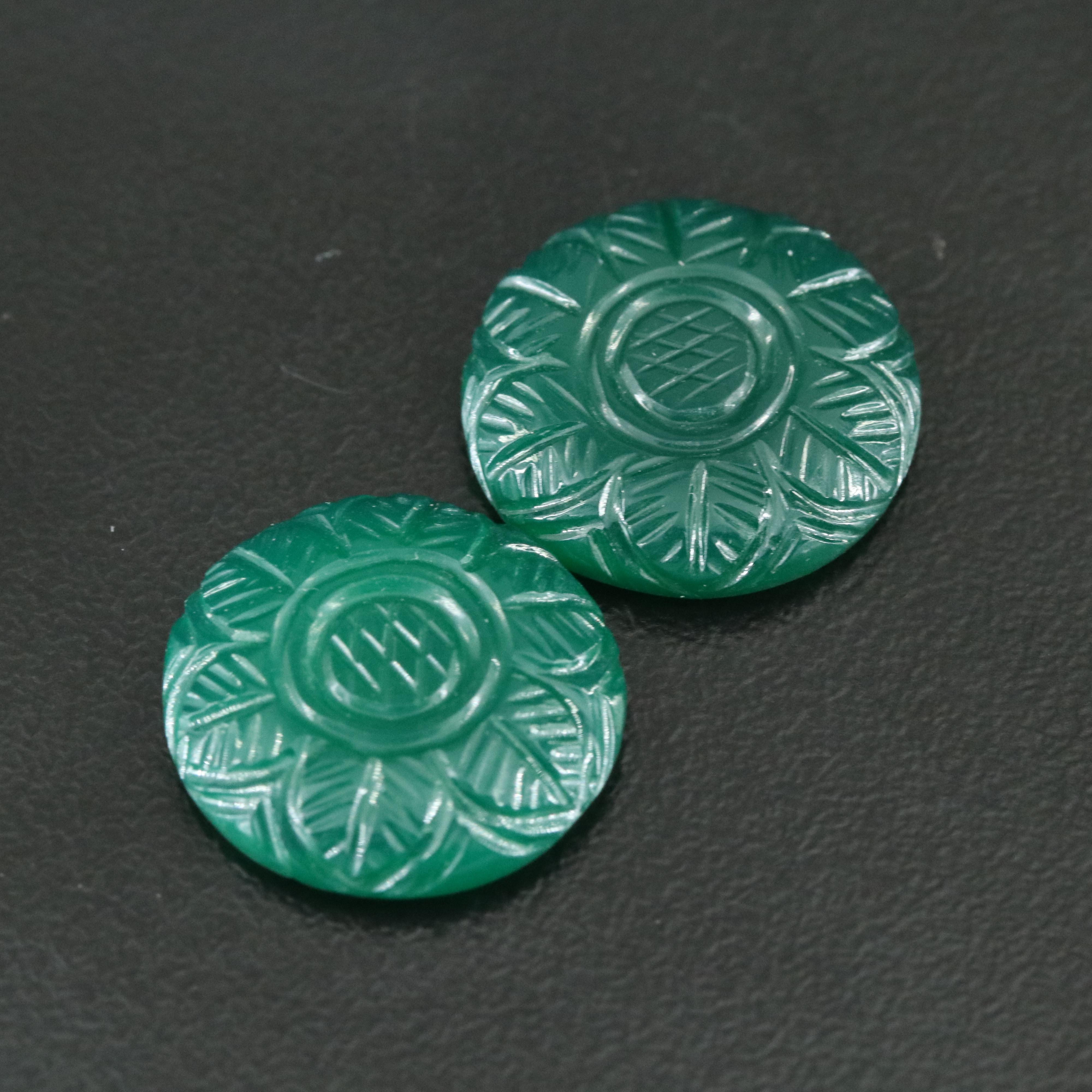 Loose Matched Pair of Carved Chalcedonies