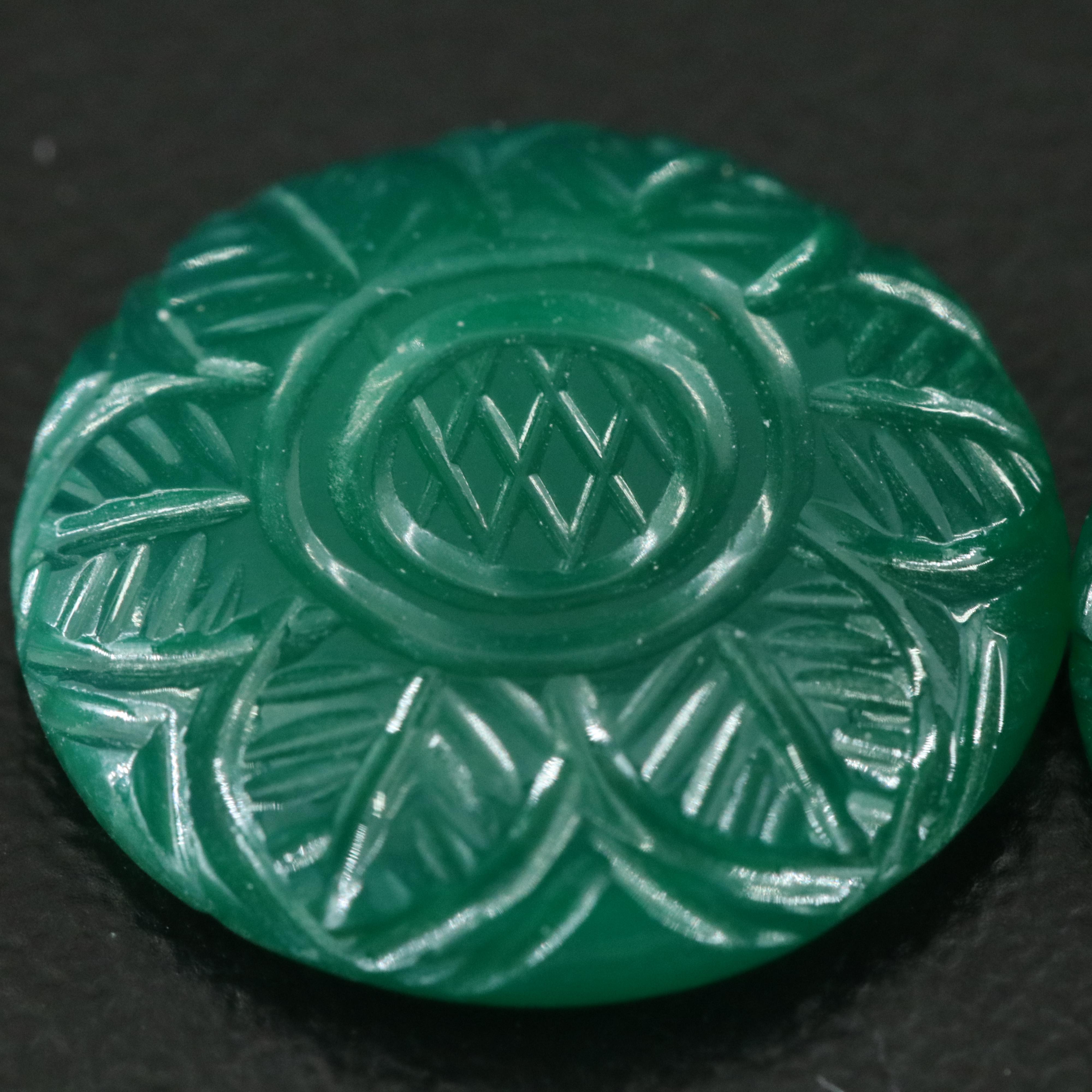 Loose Matched Pair of Carved Chalcedonies