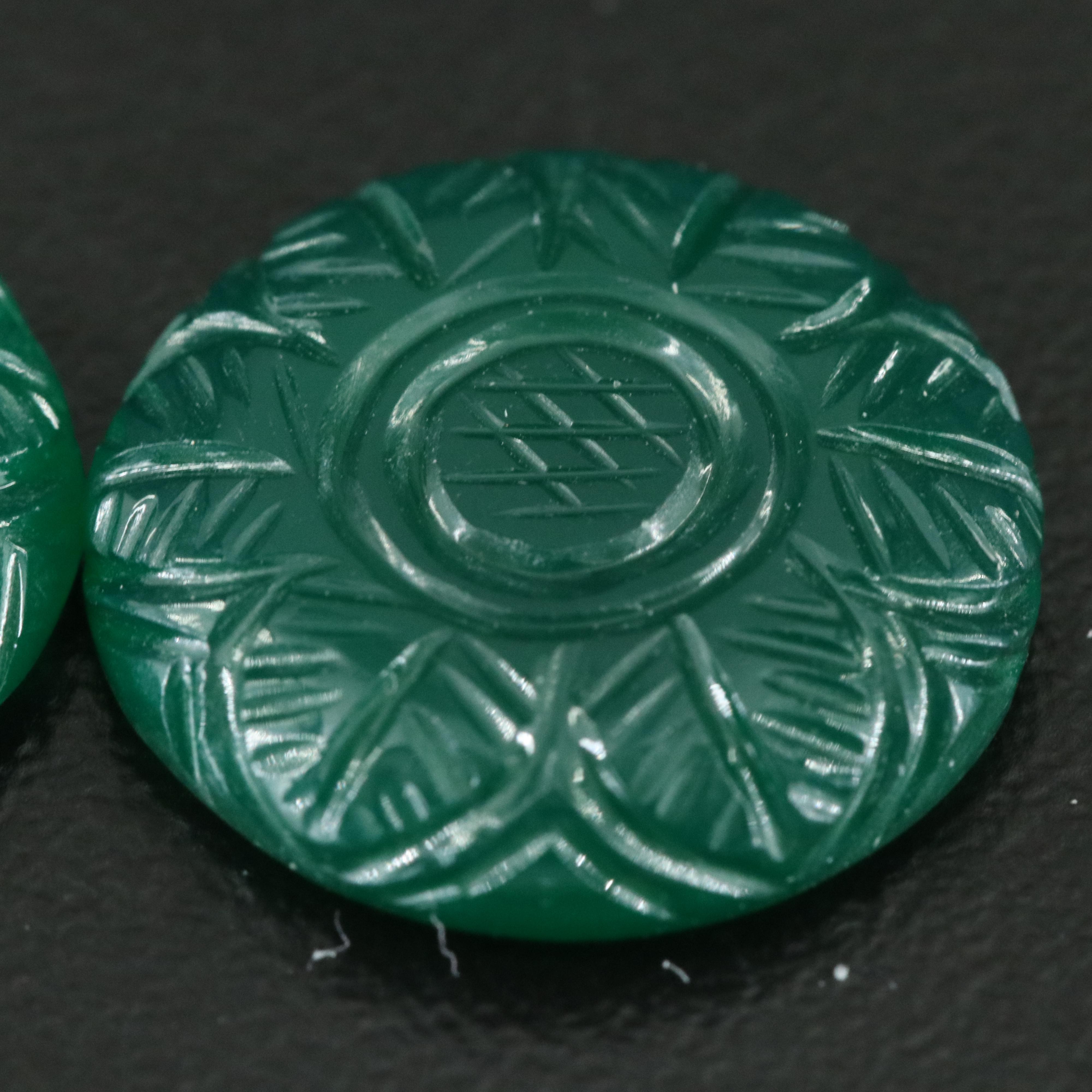 Loose Matched Pair of Carved Chalcedonies