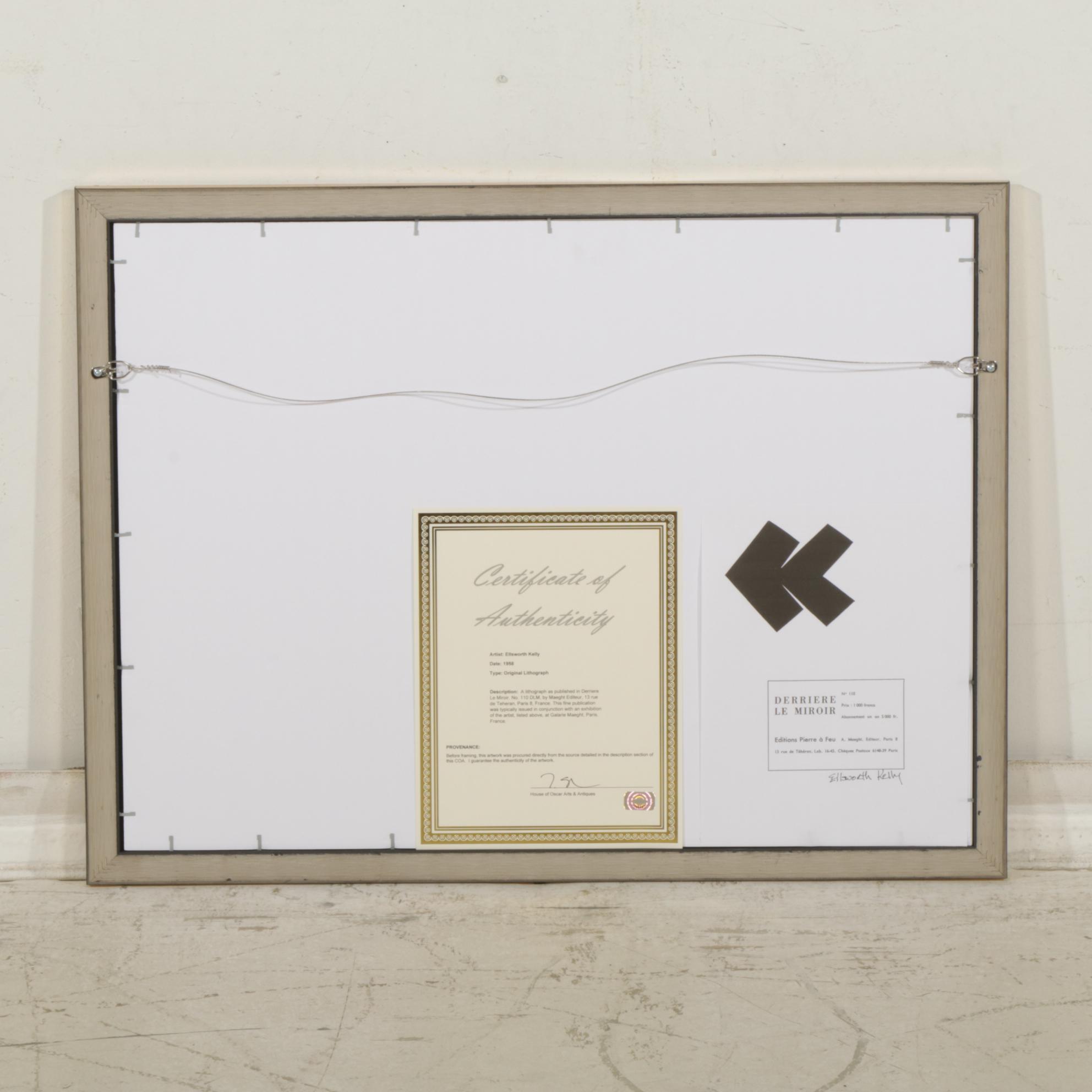 Ellsworth Kelly Double Page Lithograph for "Derrière le Miroir," 1958