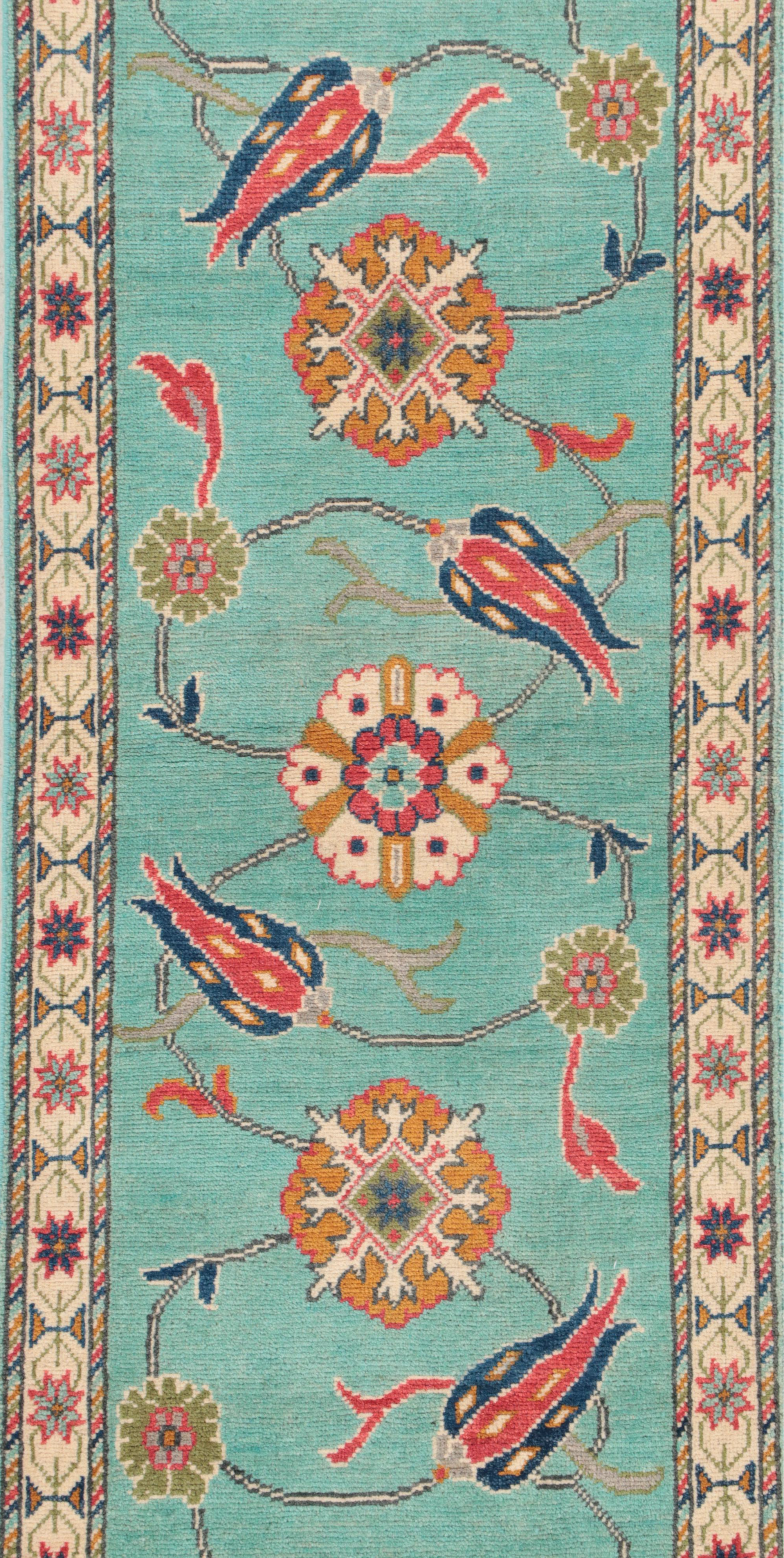 2' x 6'2 Hand-Knotted Afghan Kazak Carpet Runner