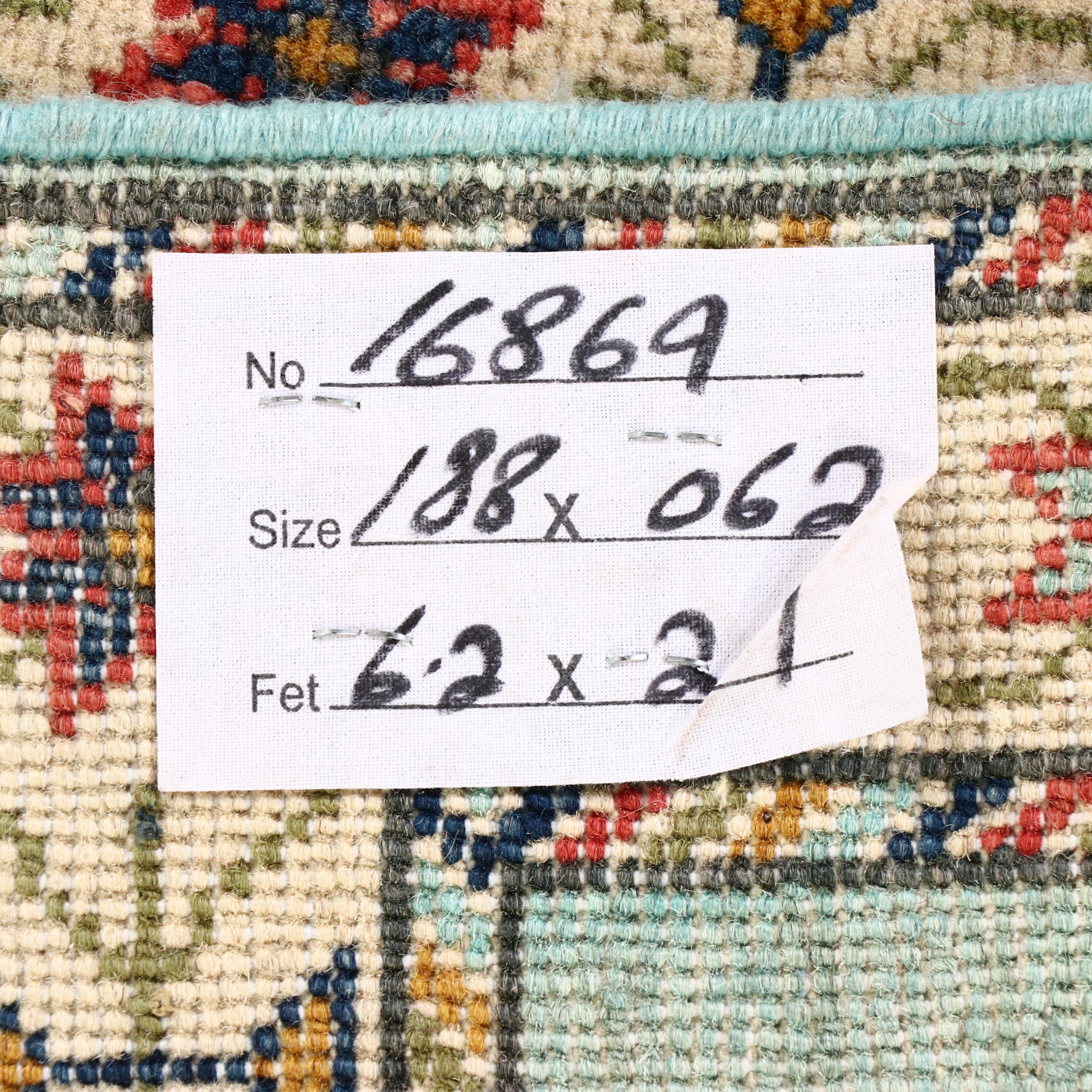 2' x 6'2 Hand-Knotted Afghan Kazak Carpet Runner