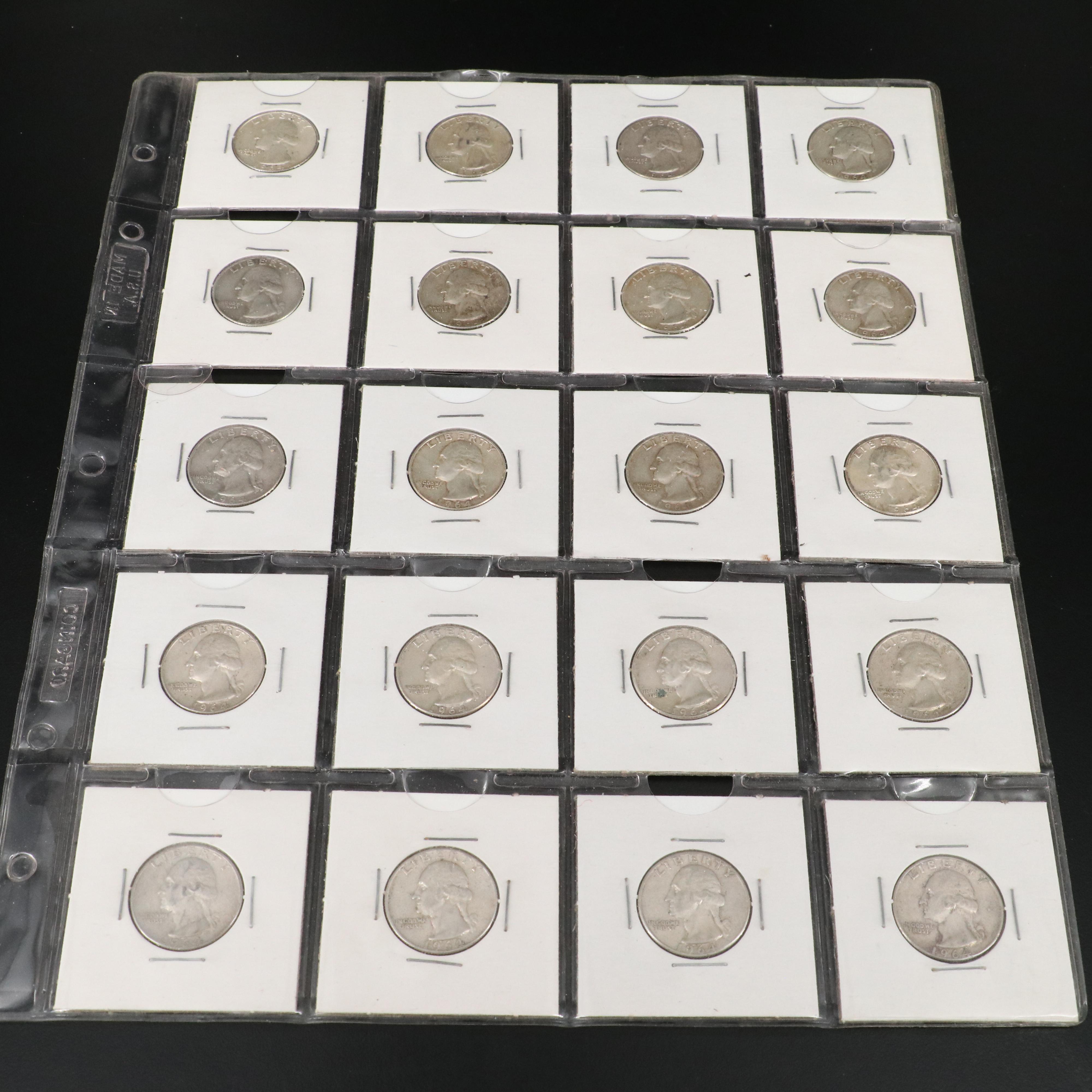 Collection of 66 Washington Silver Quarters with 15 Copper-Nickel Quarters