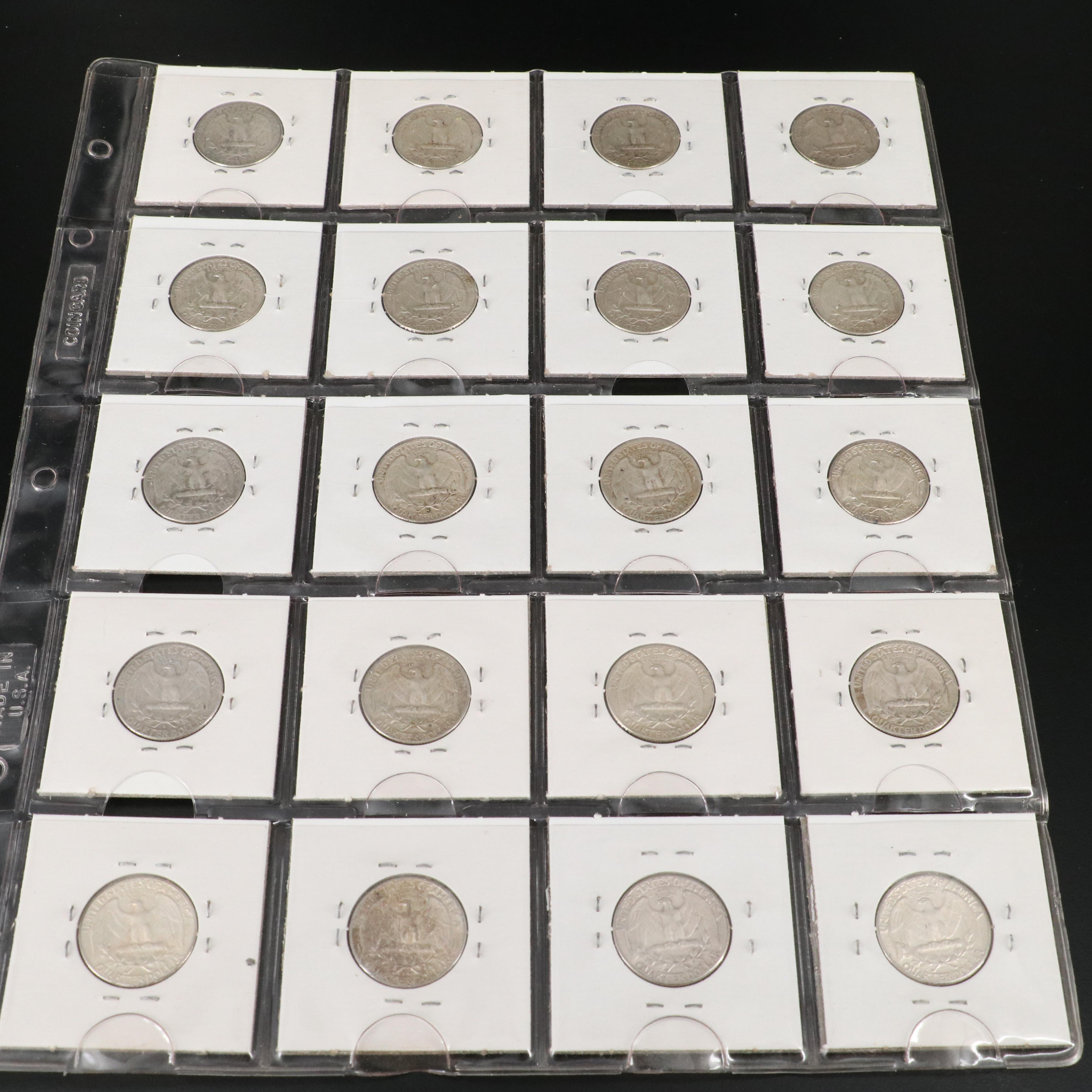 Collection of 66 Washington Silver Quarters with 15 Copper-Nickel Quarters