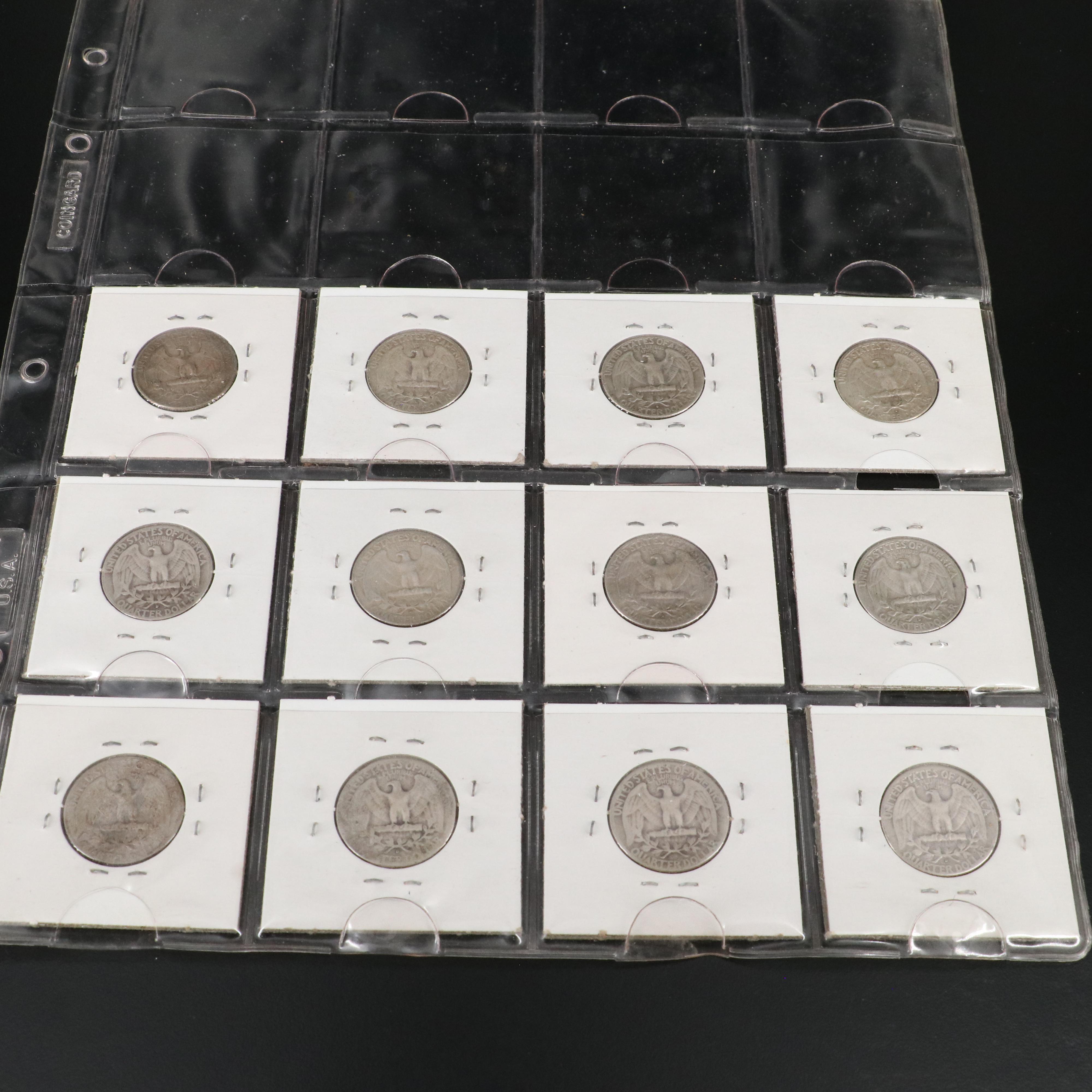 Collection of 66 Washington Silver Quarters with 15 Copper-Nickel Quarters