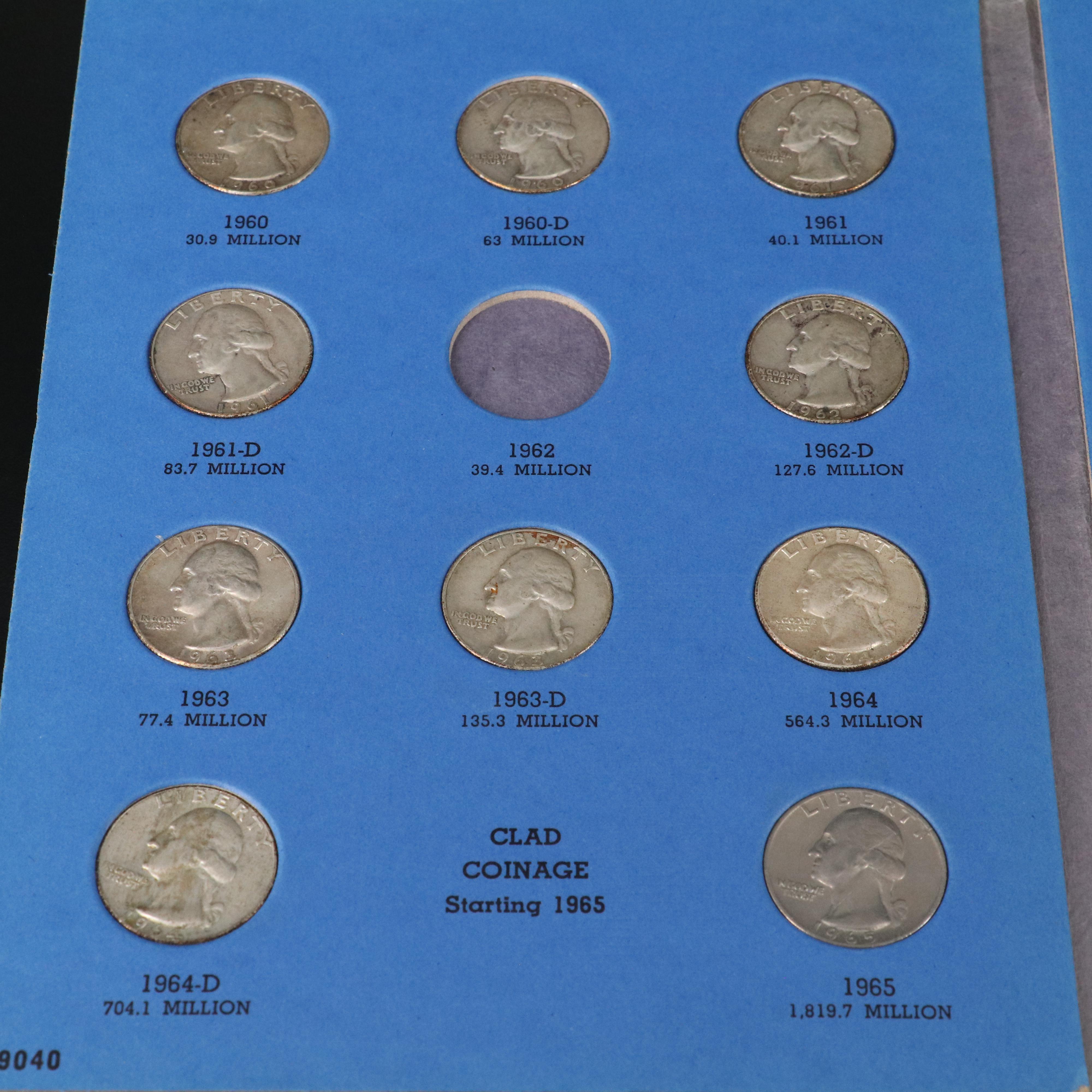 Collection of 66 Washington Silver Quarters with 15 Copper-Nickel Quarters