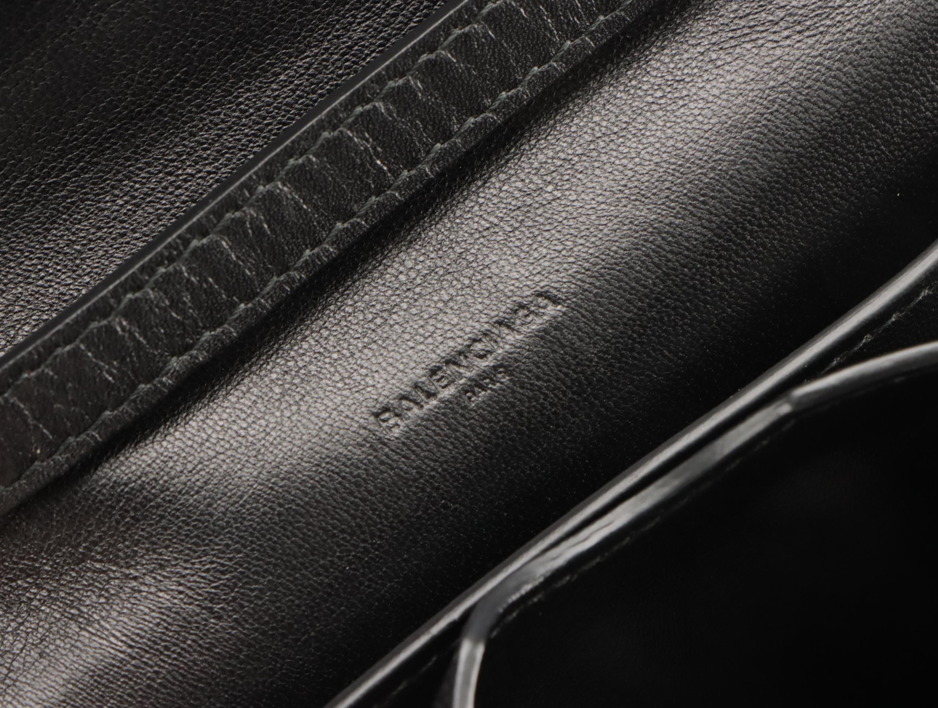 Balenciaga Front Flap Lock Crossbody Bag in Black Calfskin Leather