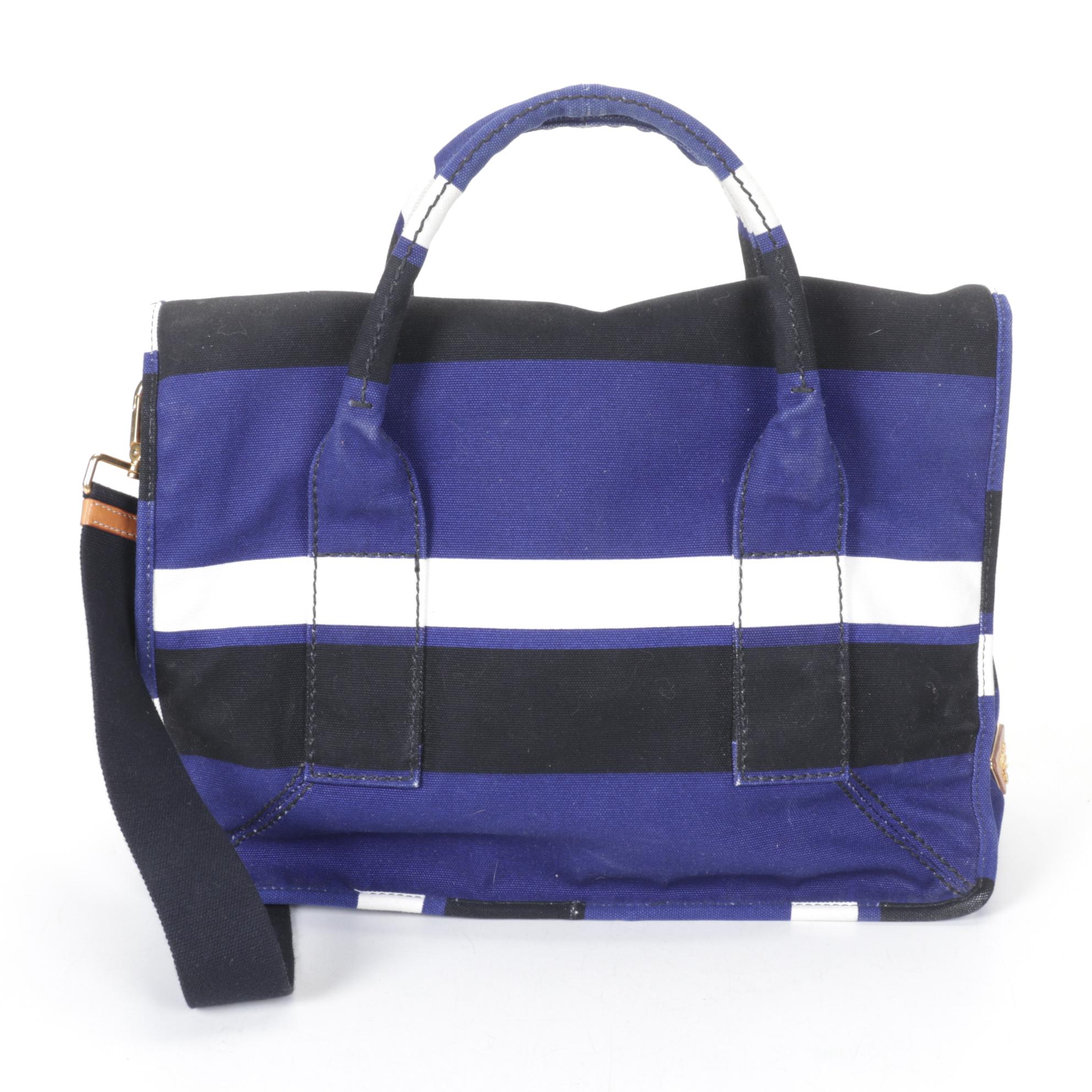 Prada Cobalto Canapa Stripe Canvas Satchel, Spring/Summer 2011