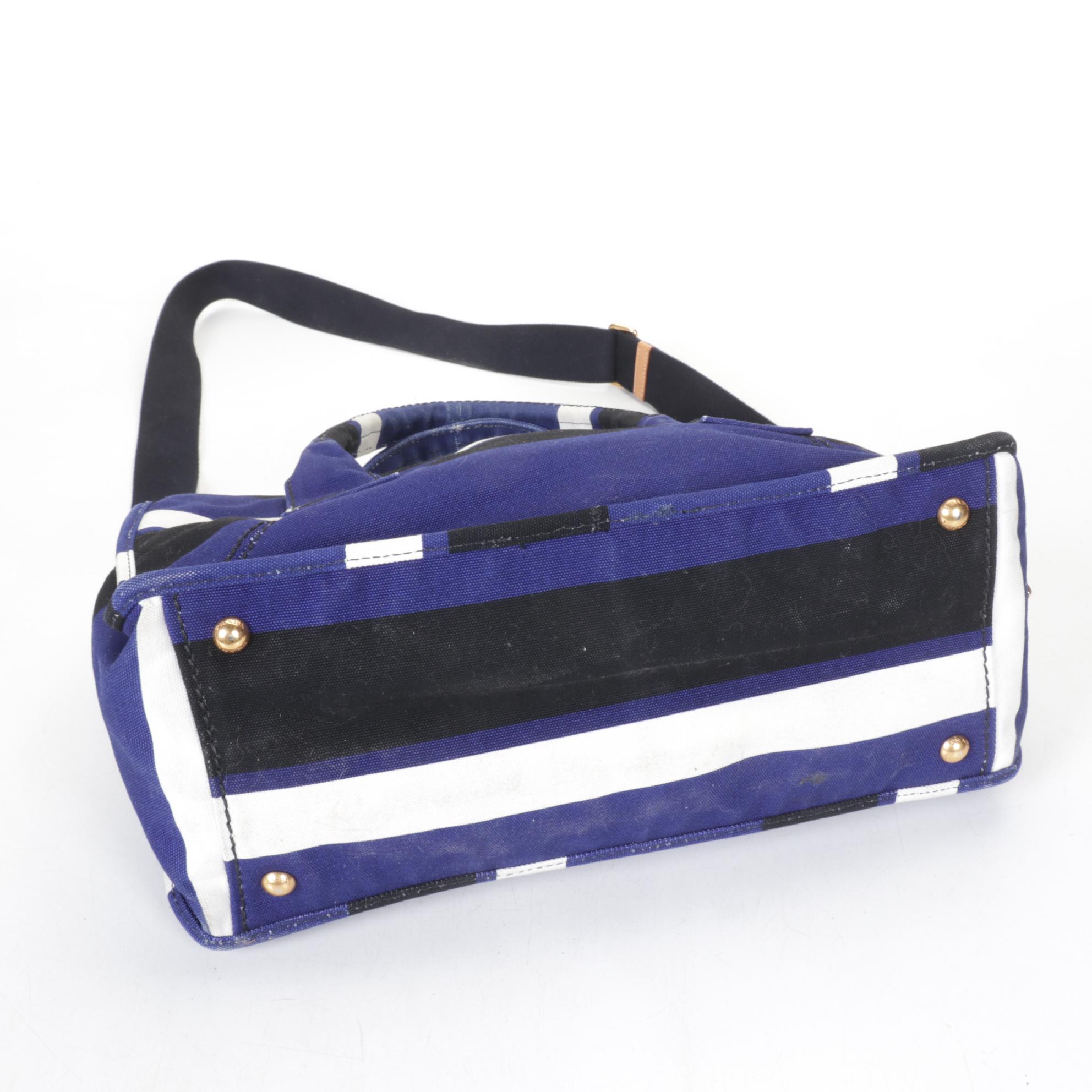 Prada Cobalto Canapa Stripe Canvas Satchel, Spring/Summer 2011