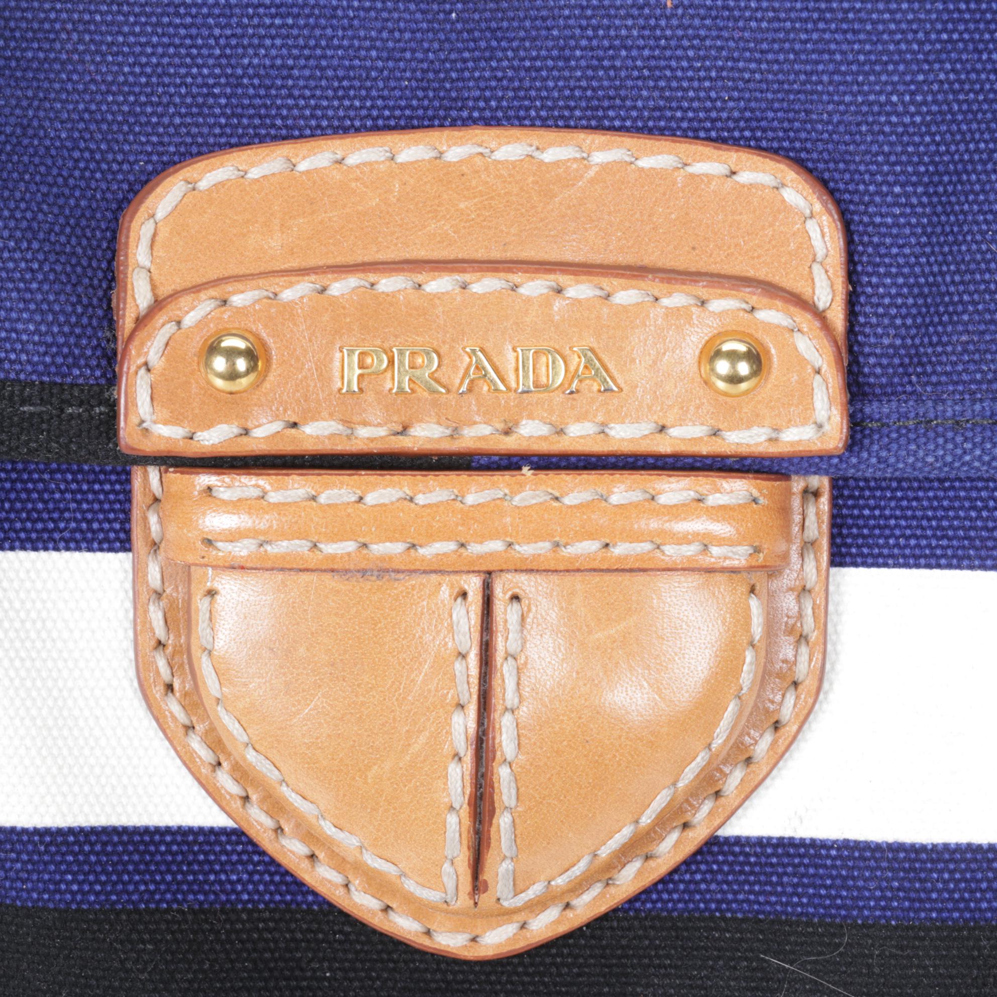 Prada Cobalto Canapa Stripe Canvas Satchel, Spring/Summer 2011