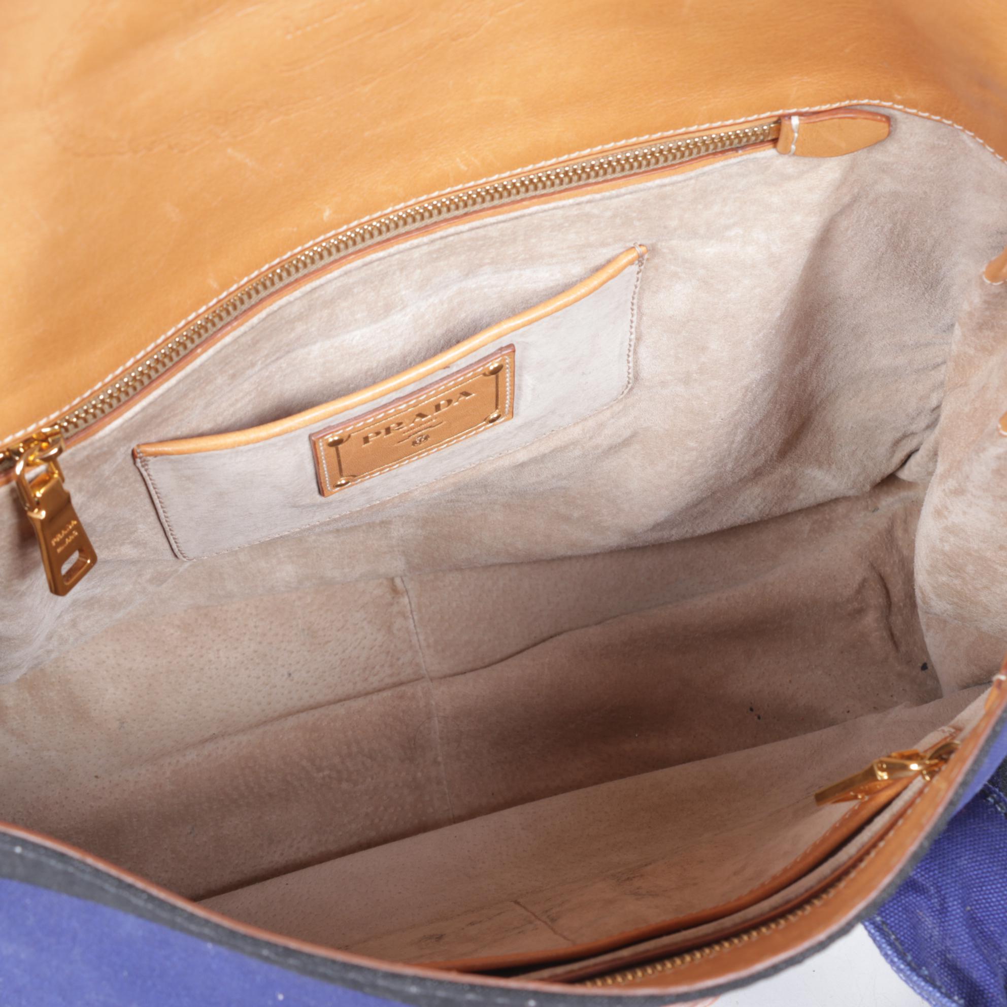 Prada Cobalto Canapa Stripe Canvas Satchel, Spring/Summer 2011