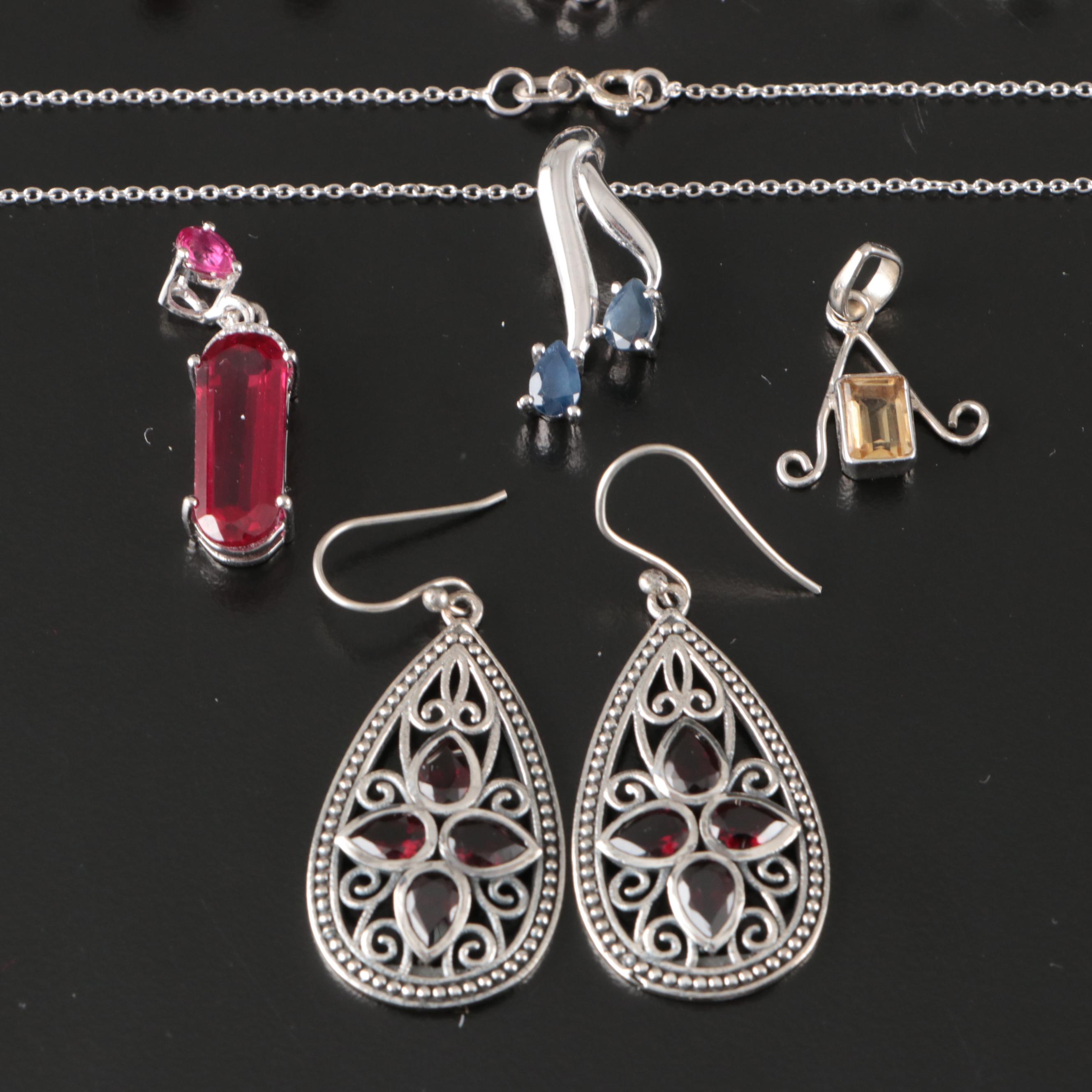 14 Assorted Sterling Silver Rings, Necklaces, Earrings, and Pendants