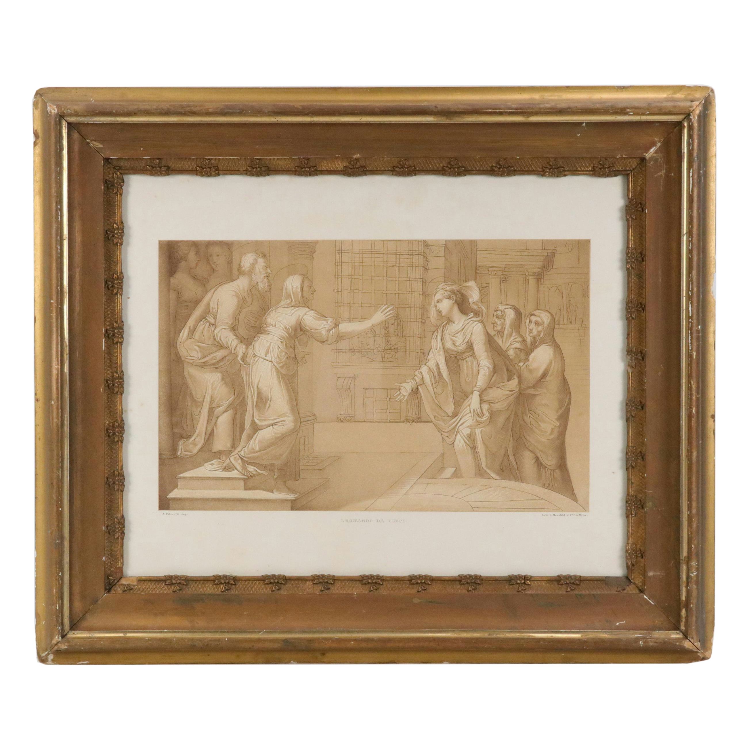 Lithograph After Leonardo Da Vinci "The Visitation," 20th Century
