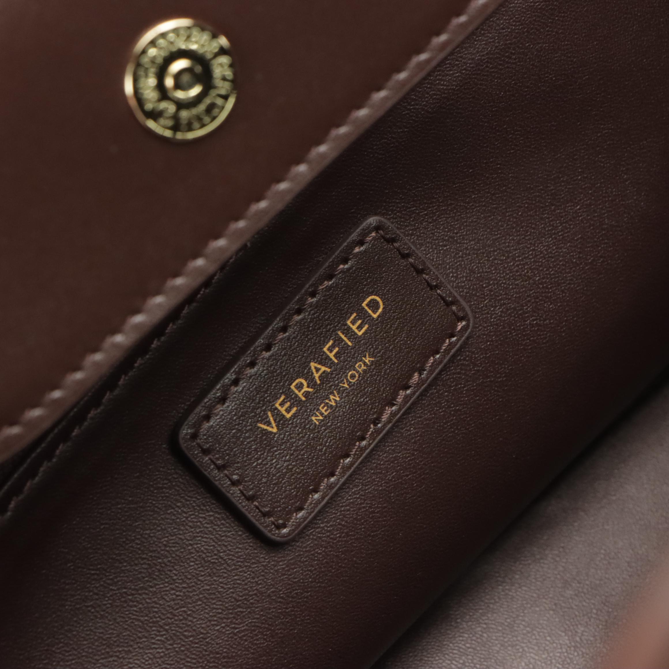 Verafied Book Tote Bag 33 in Espresso Suede and Leather