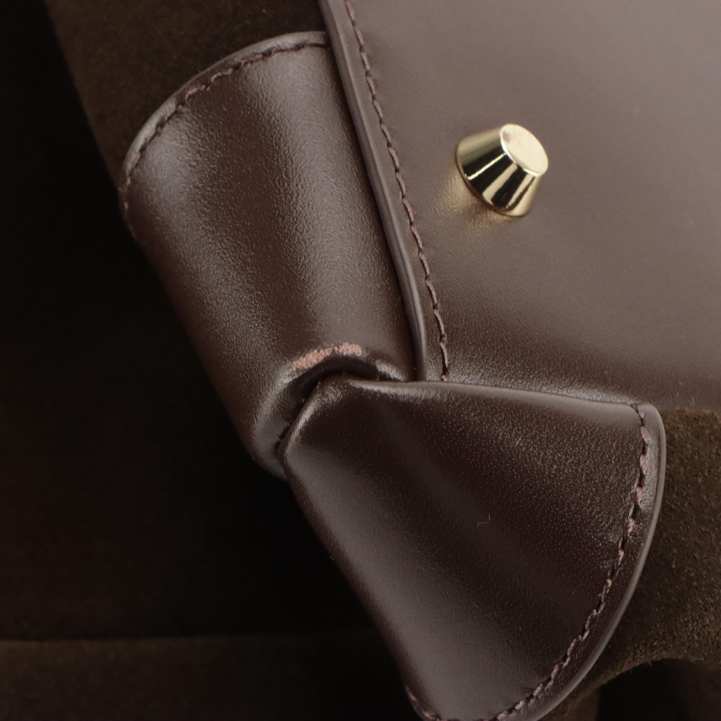 Verafied Book Tote Bag 33 in Espresso Suede and Leather