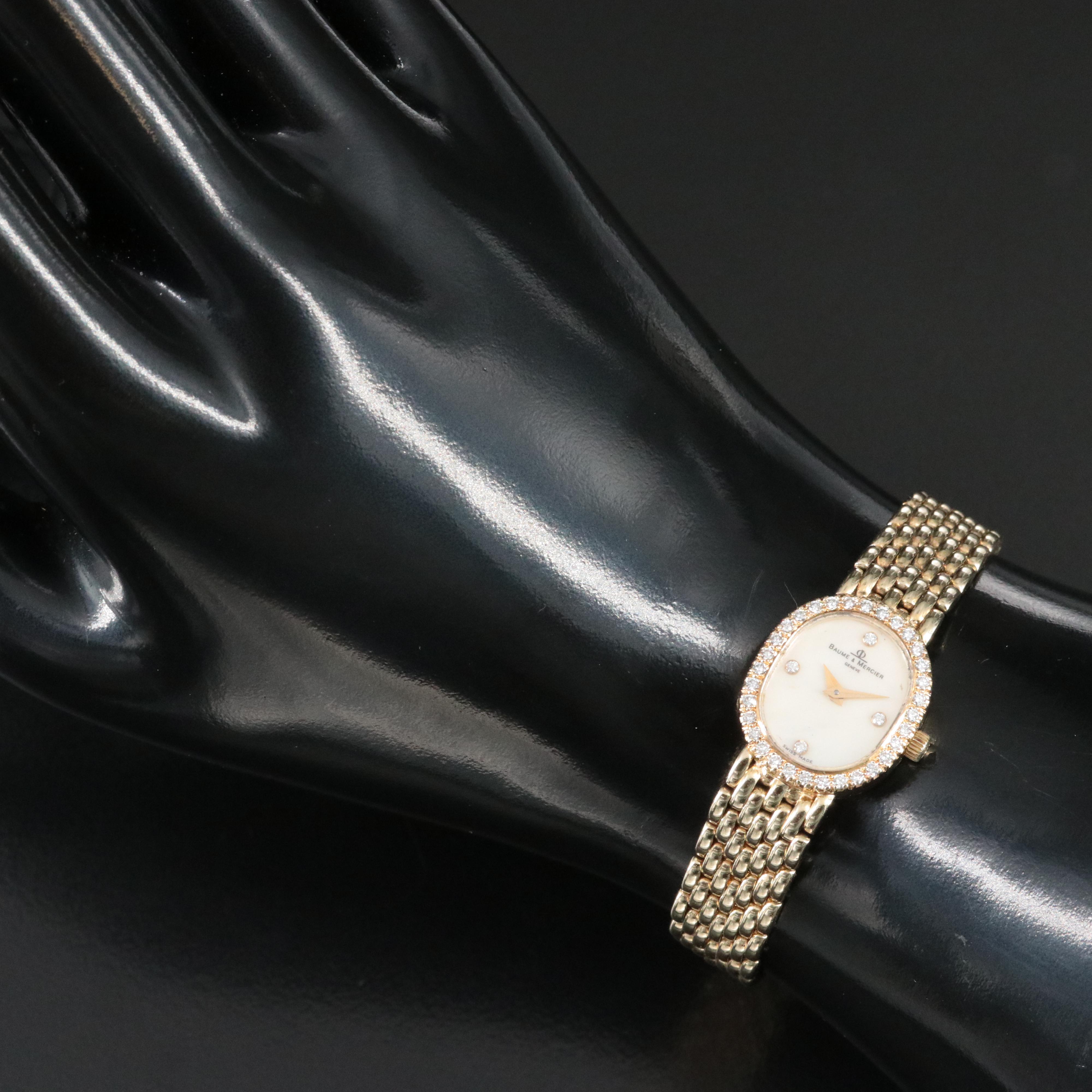 14K Baume & Mercier Diamond Mother-of-Pearl Dial Watch