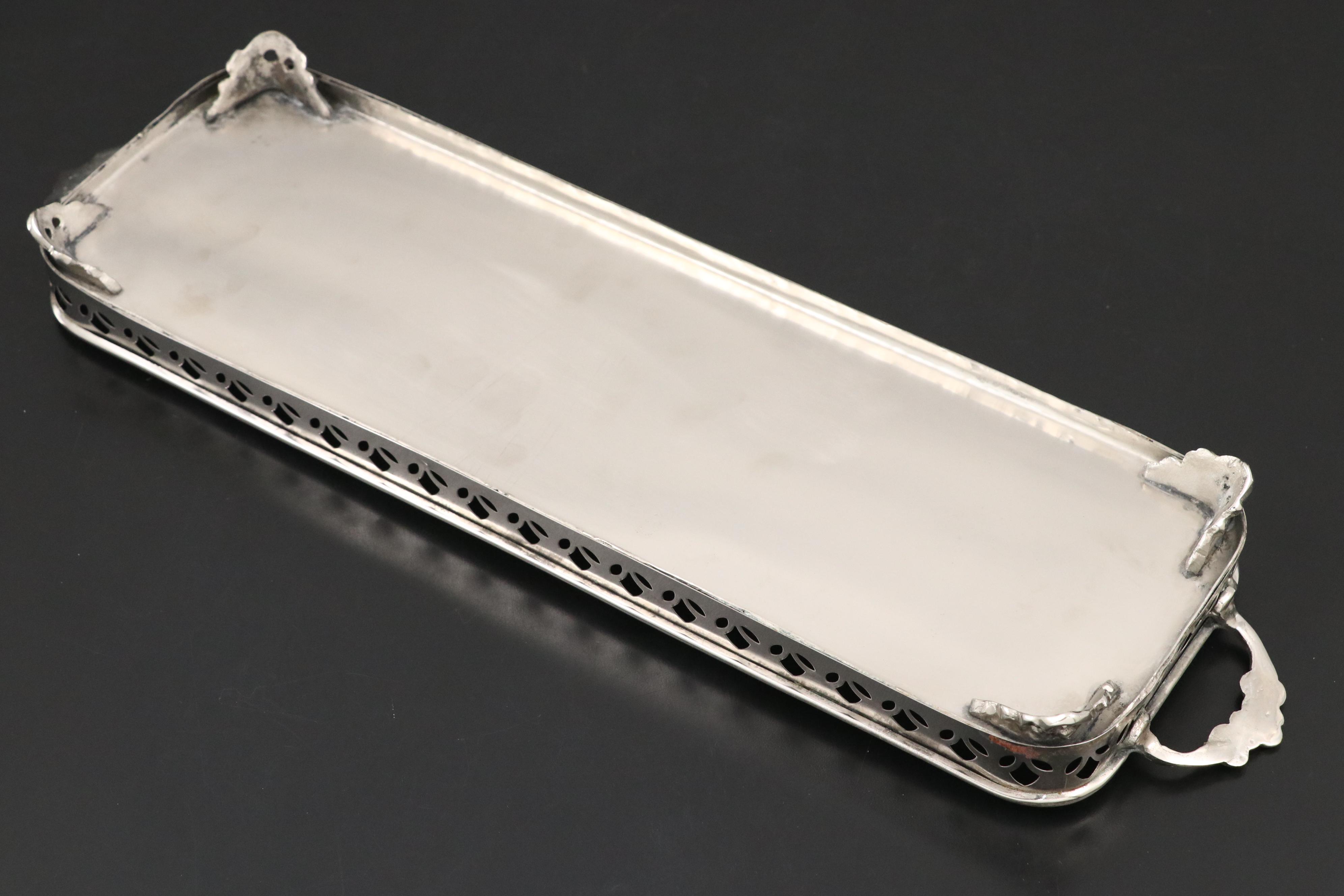 Sheridan Silver Plate and Glass Coffee Pot with Wm Rogers Gravy Boat and Others