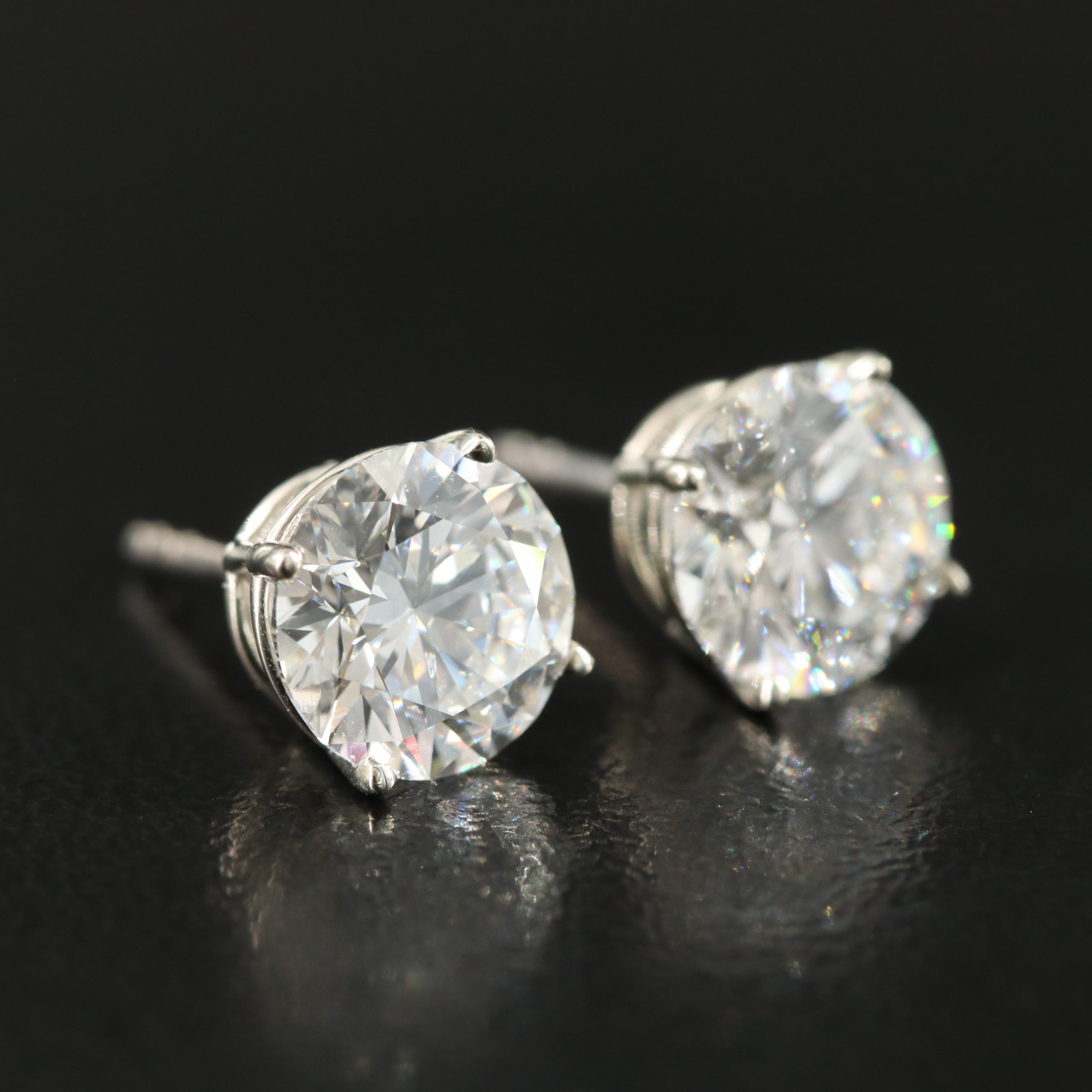 18K 3.18 CTW Lab Grown Diamond Stud Earrings with IGI Reports