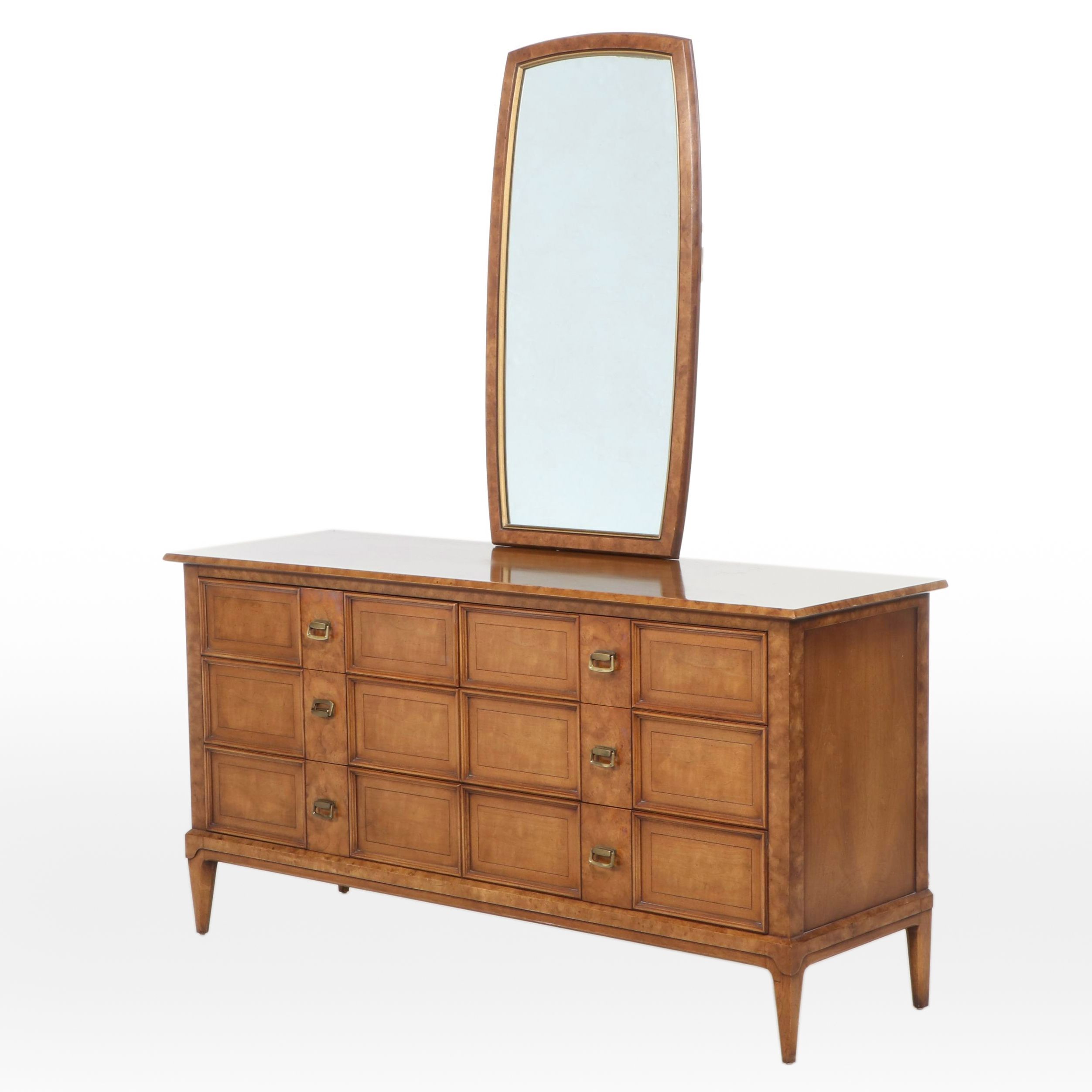 Henredon "Sequent" Walnut and Burlwood-Crossbanded Six-Drawer Dresser