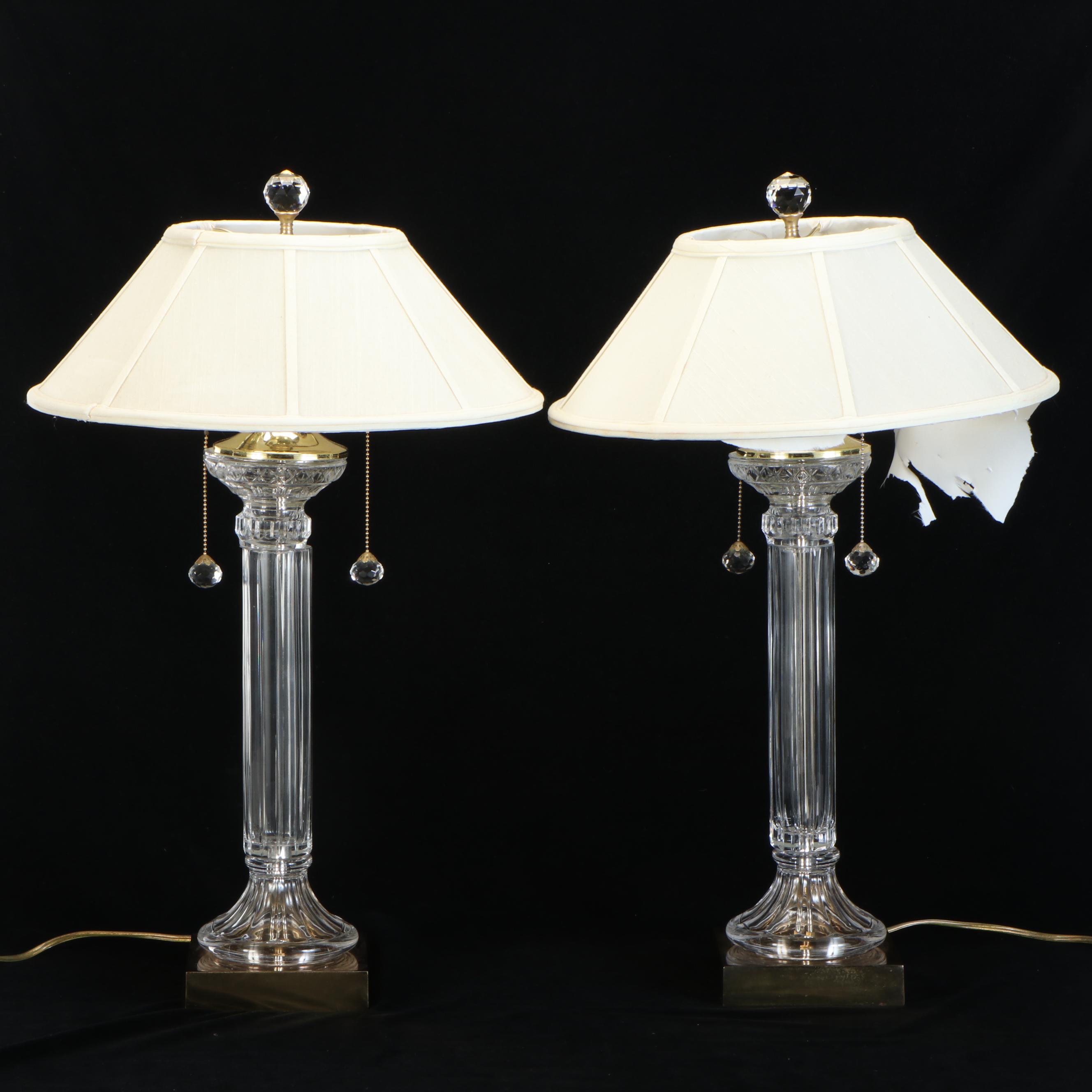 Crystal Clear Industries Crystal Column Table Lamps with Silk Coolie Shades