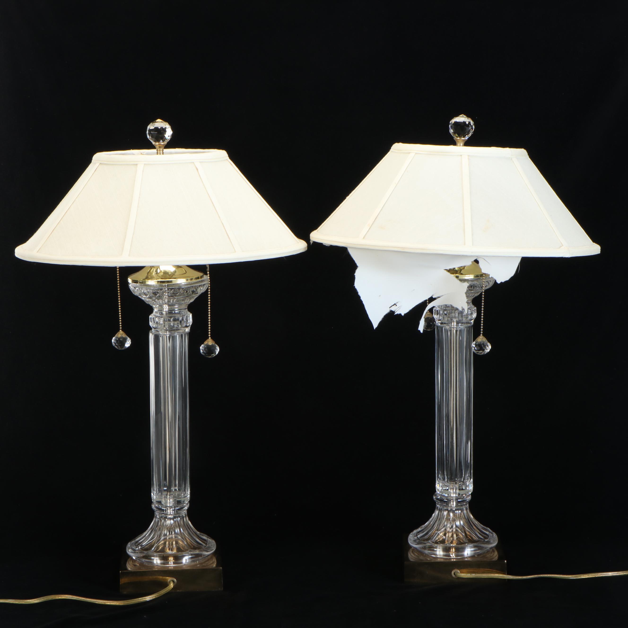 Crystal Clear Industries Crystal Column Table Lamps with Silk Coolie Shades