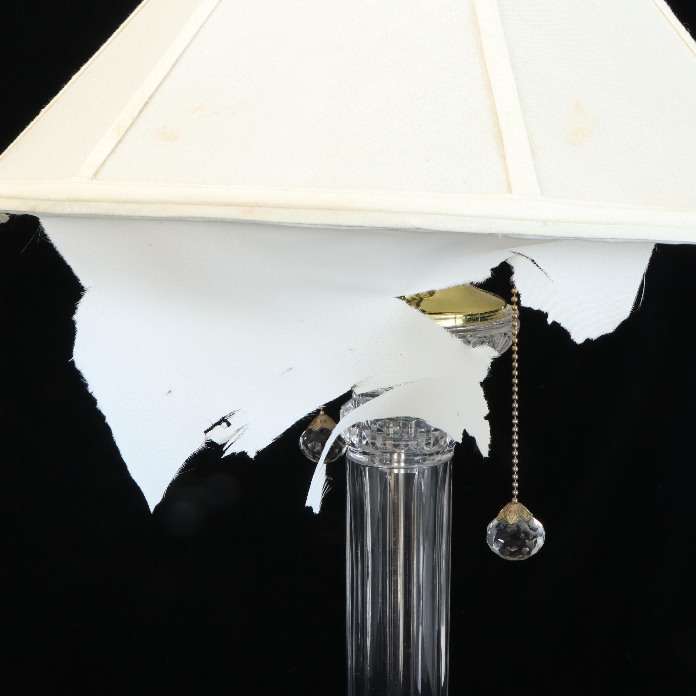 Crystal Clear Industries Crystal Column Table Lamps with Silk Coolie Shades
