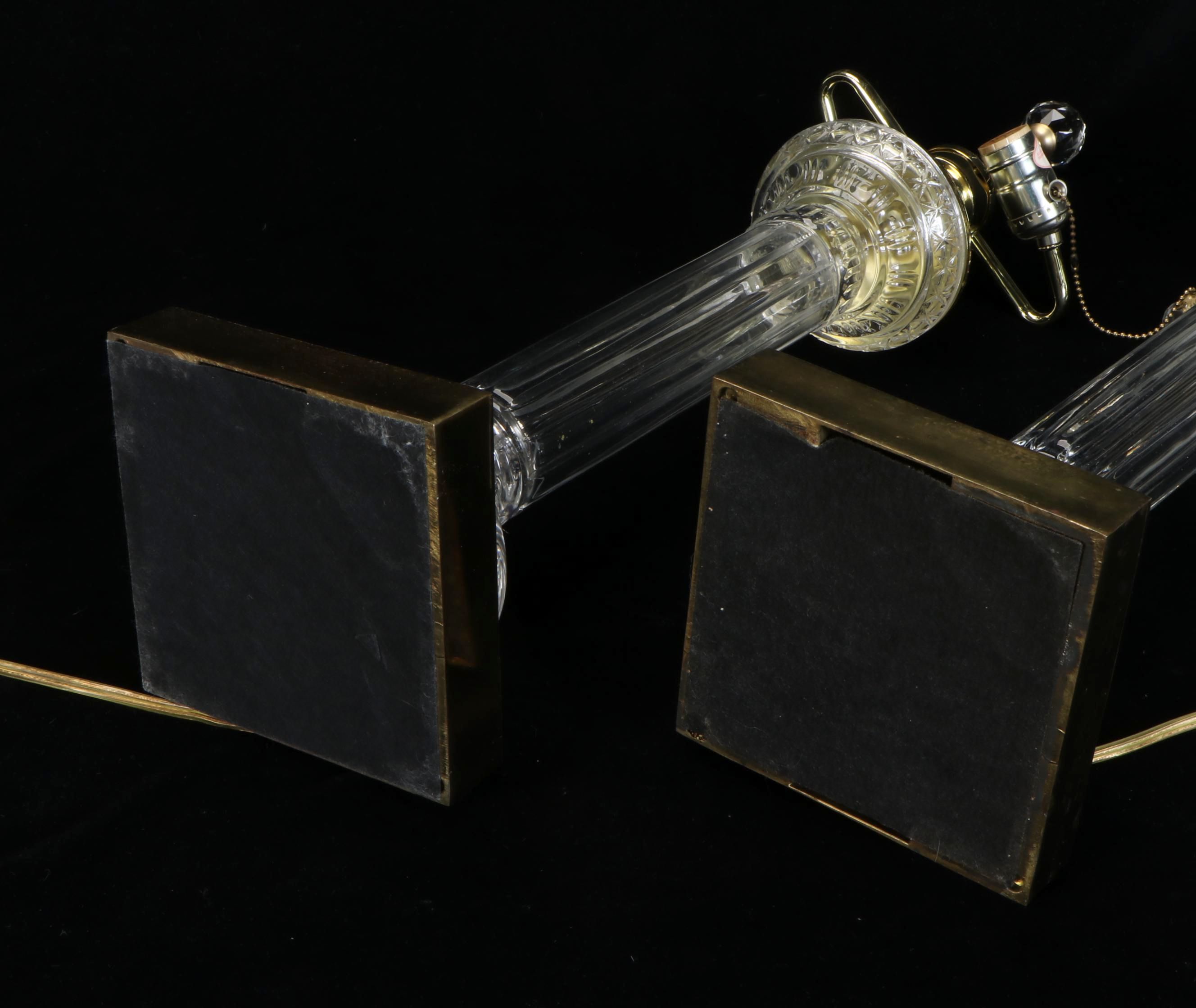 Crystal Clear Industries Crystal Column Table Lamps with Silk Coolie Shades