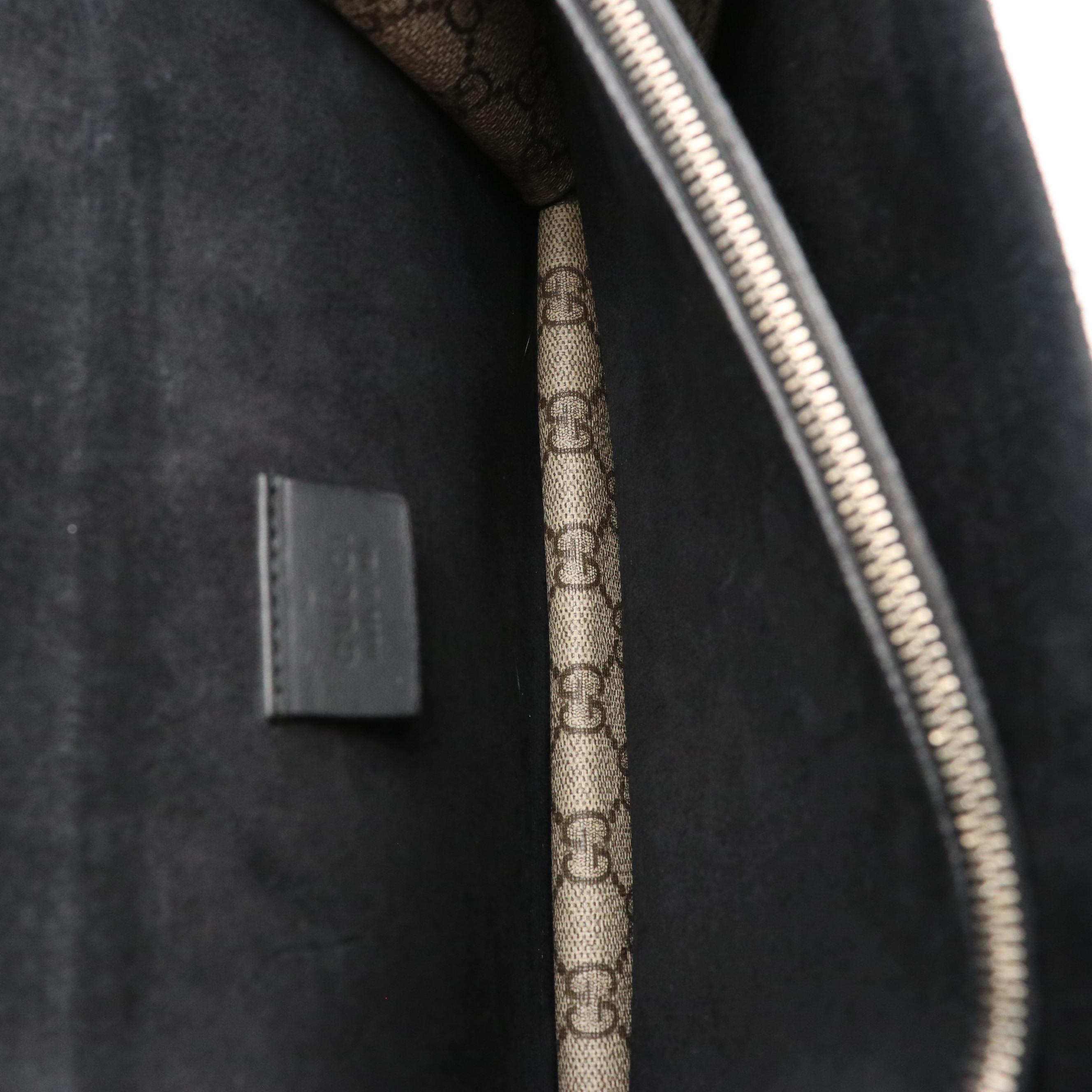 Gucci Crystal Studded Dionysus Bag in GG Supreme Coated Canvas and Black Suede