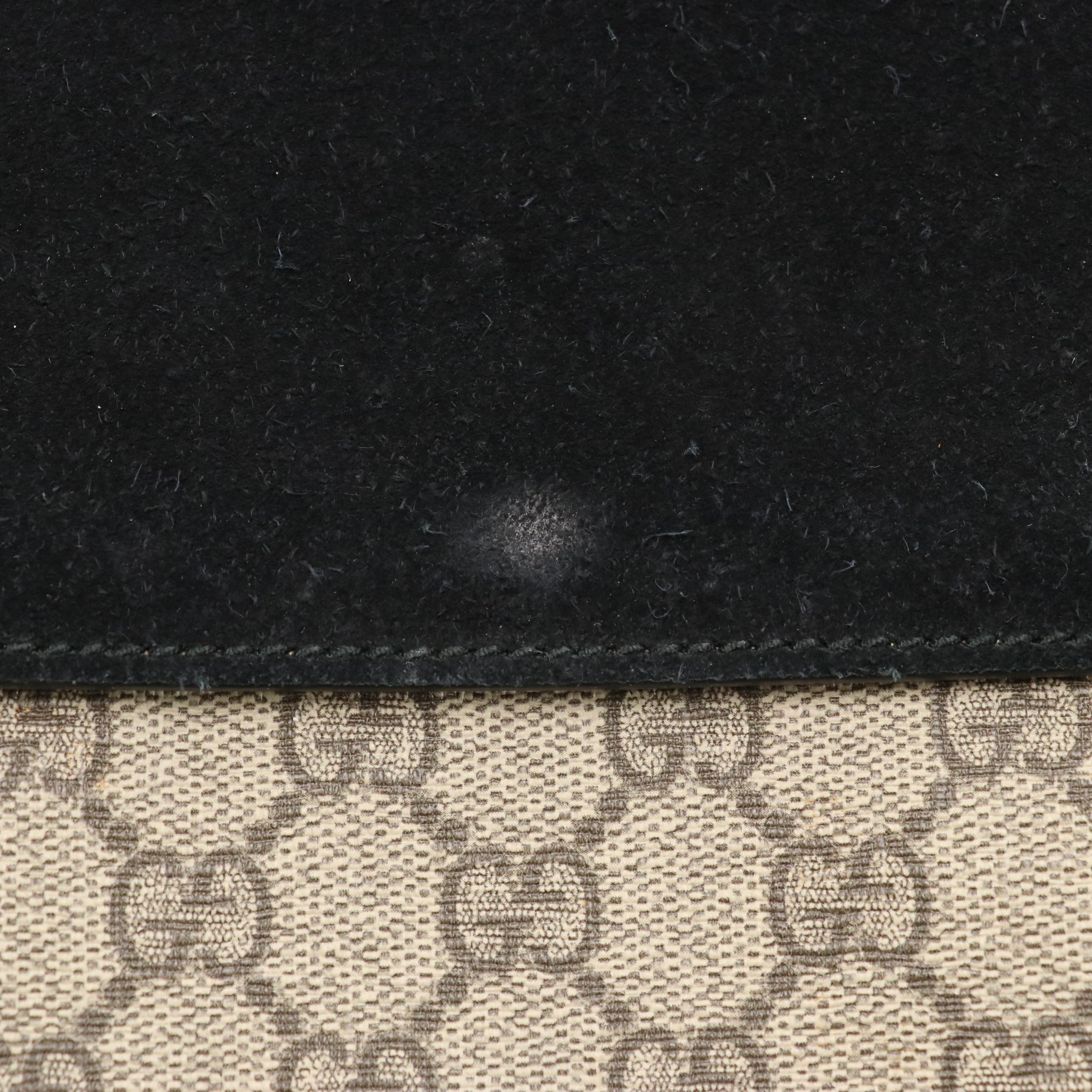 Gucci Crystal Studded Dionysus Bag in GG Supreme Coated Canvas and Black Suede