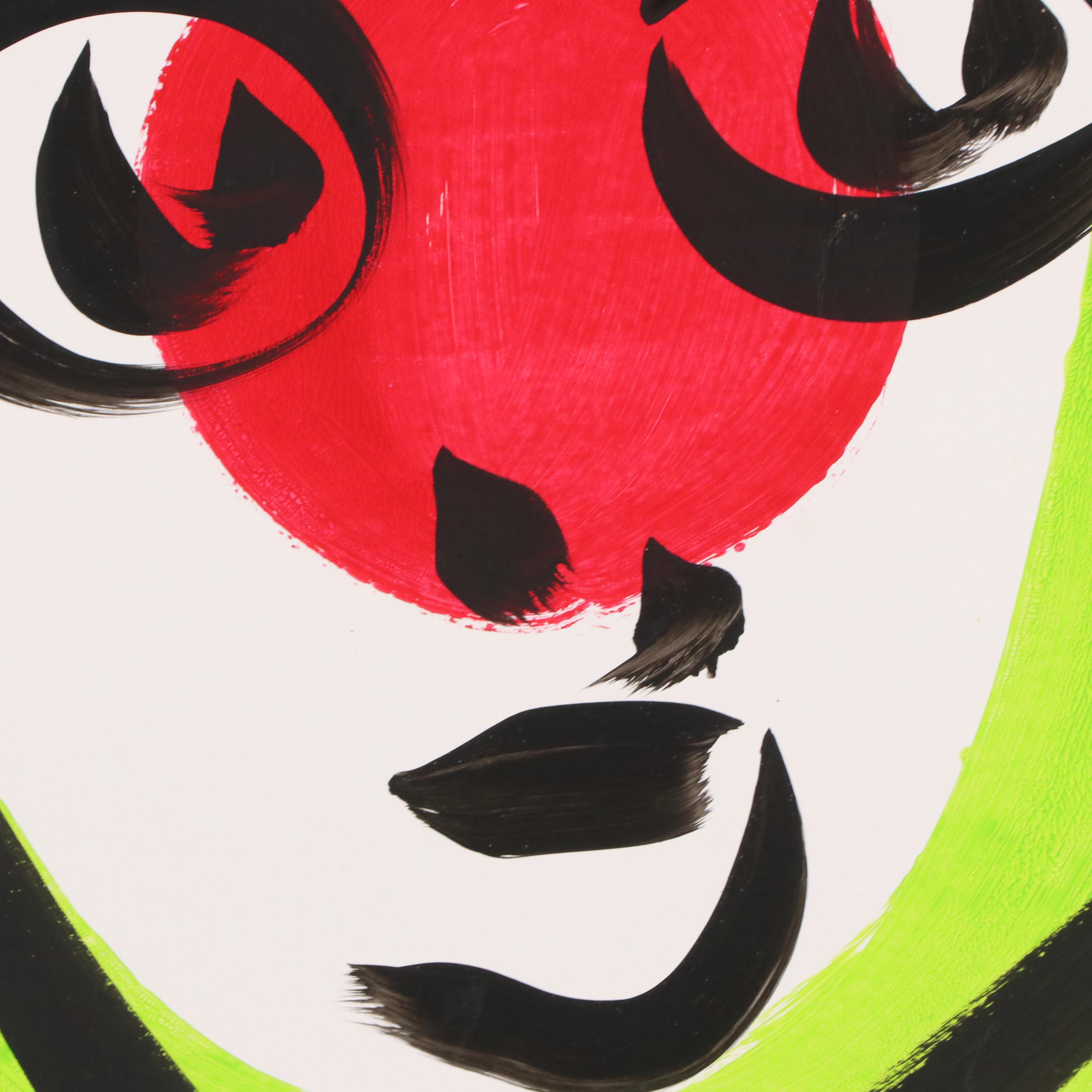 Peter Keil Abstract Acrylic Portrait Painting, Late 20th Century