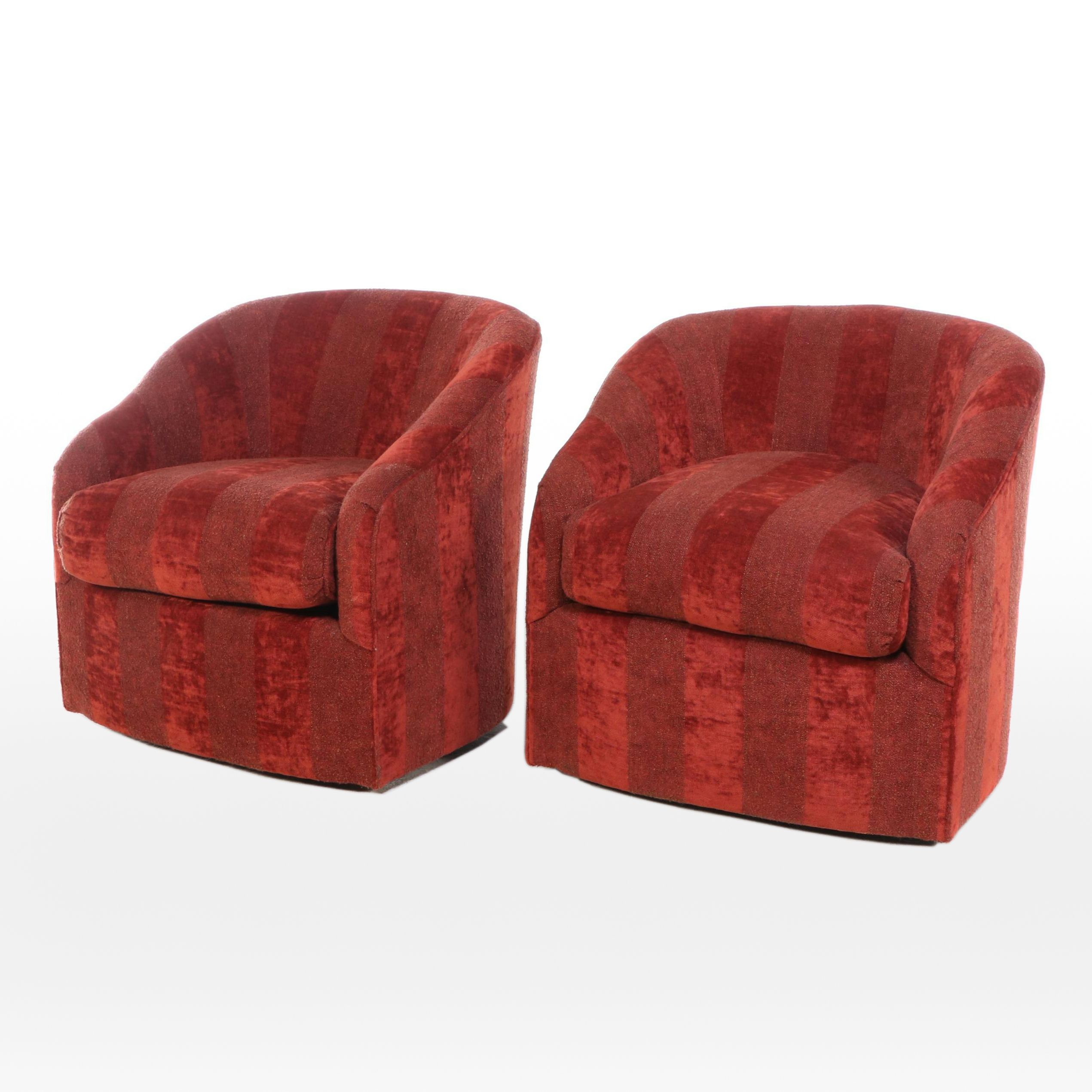 Pair of Classics Modernist Style Custom-Upholstered Tub Chairs