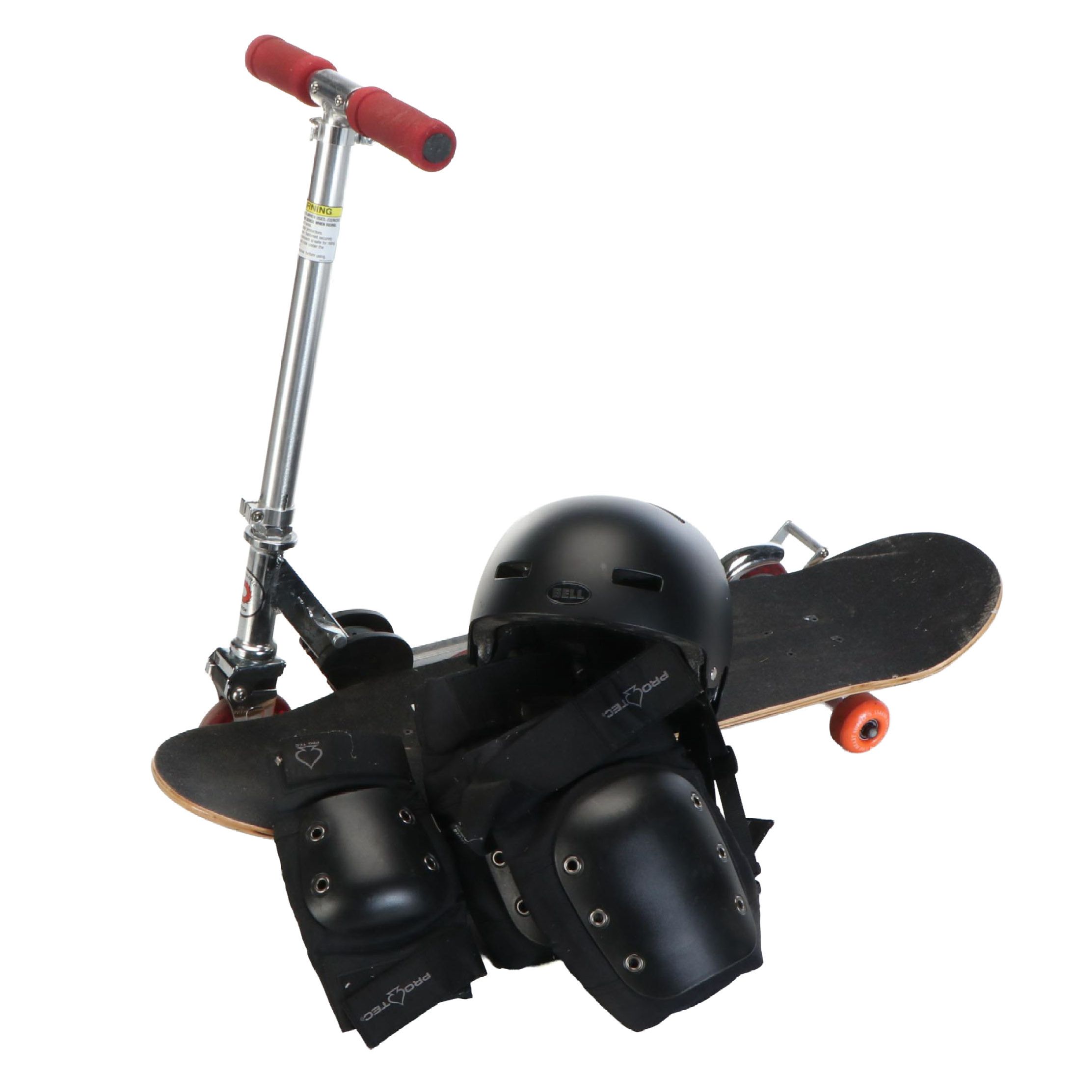 Razor Kick Scooter with The Heart Supply Skateboard and Padding