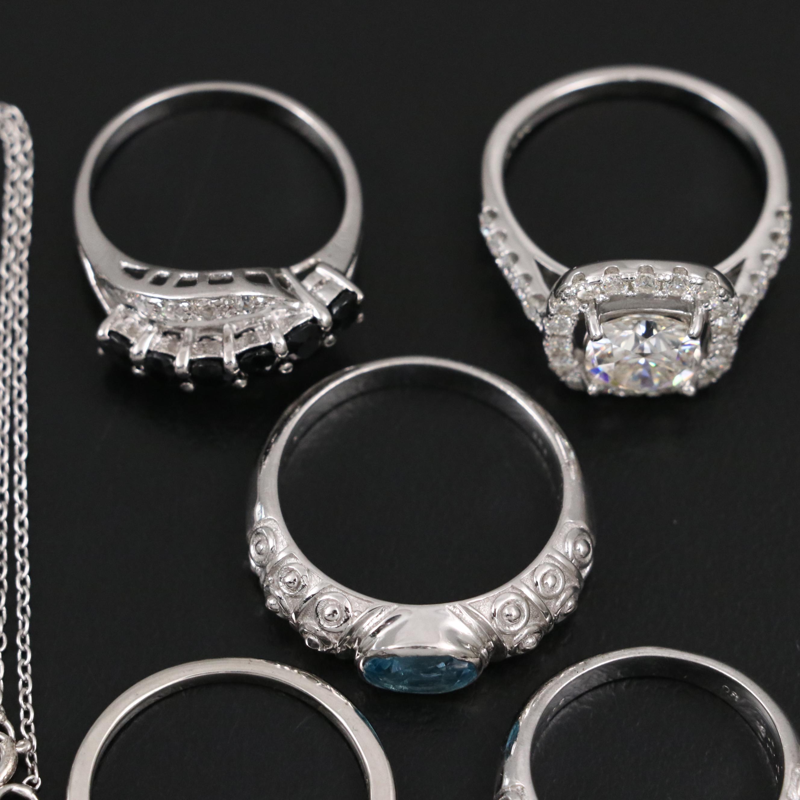 14 Assorted Sterling Silver Rings, Necklaces, Earrings, and Pendants