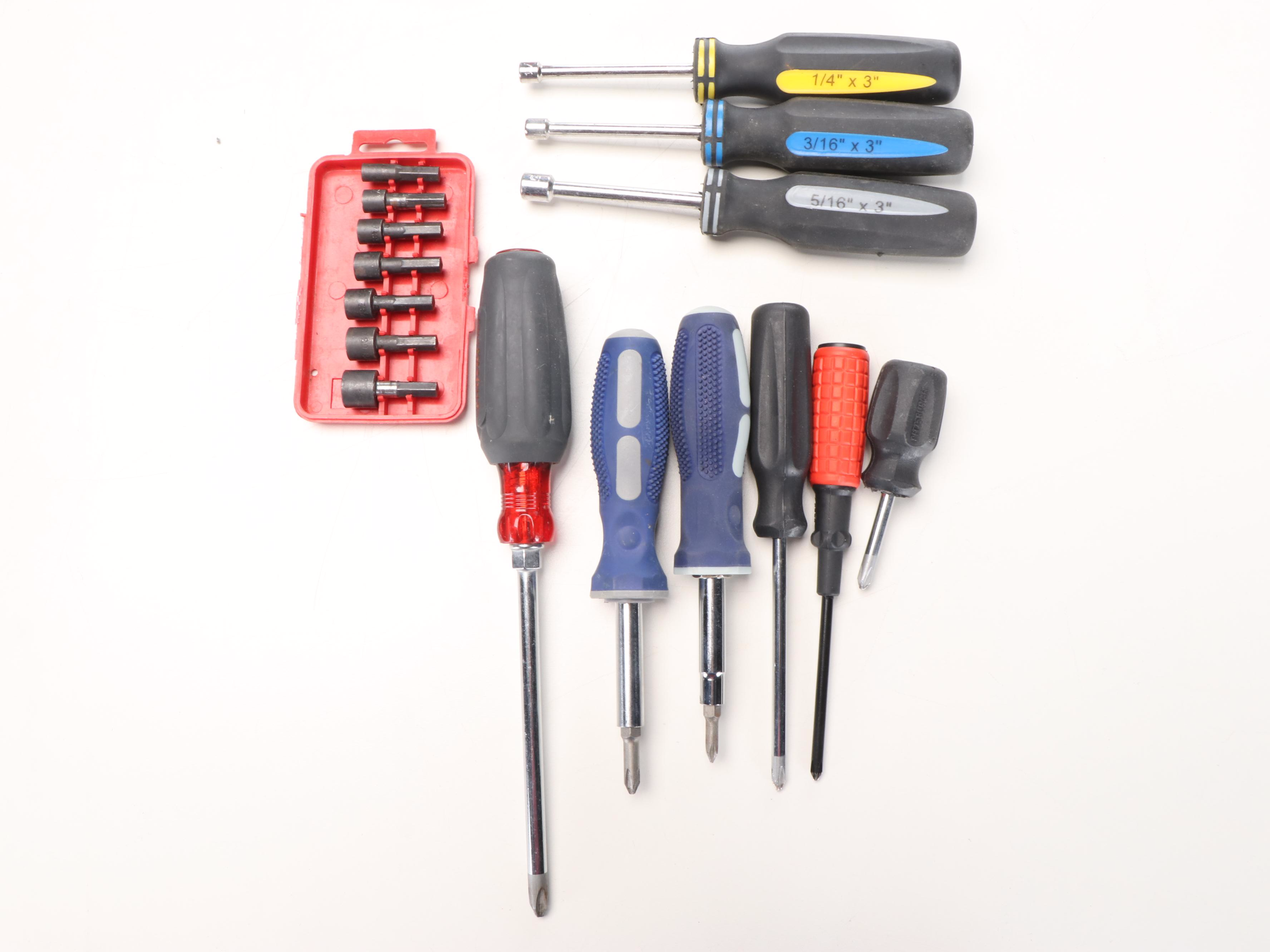 Drill Master Drills with Drill Bits, Level, Staple Gun and More Tools